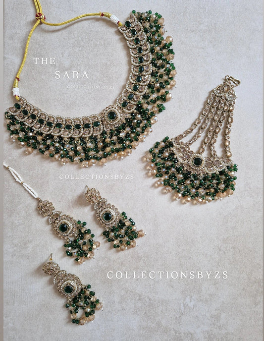 SARA- Beautiful Indian 4 piece Necklace Set - GREEN