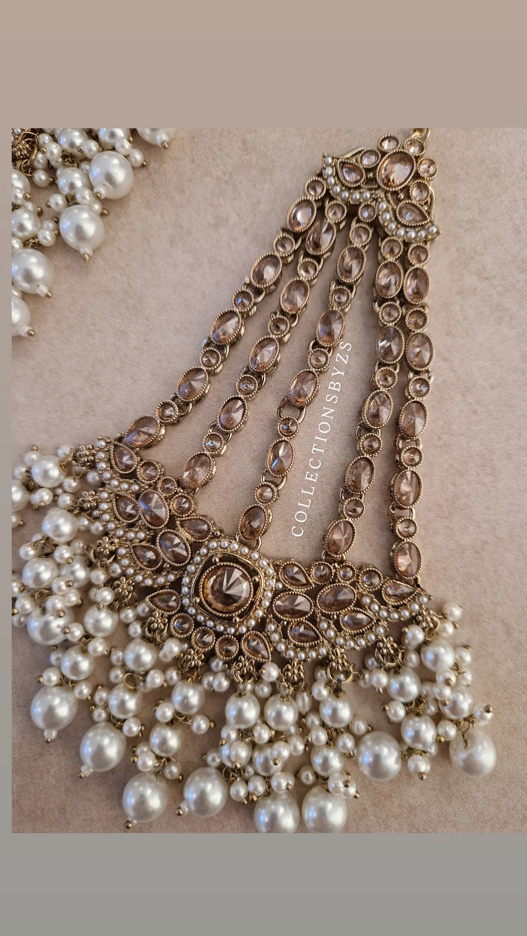 SARA - Beautiful Indian 4 piece Necklace Set - WHITE PEARL