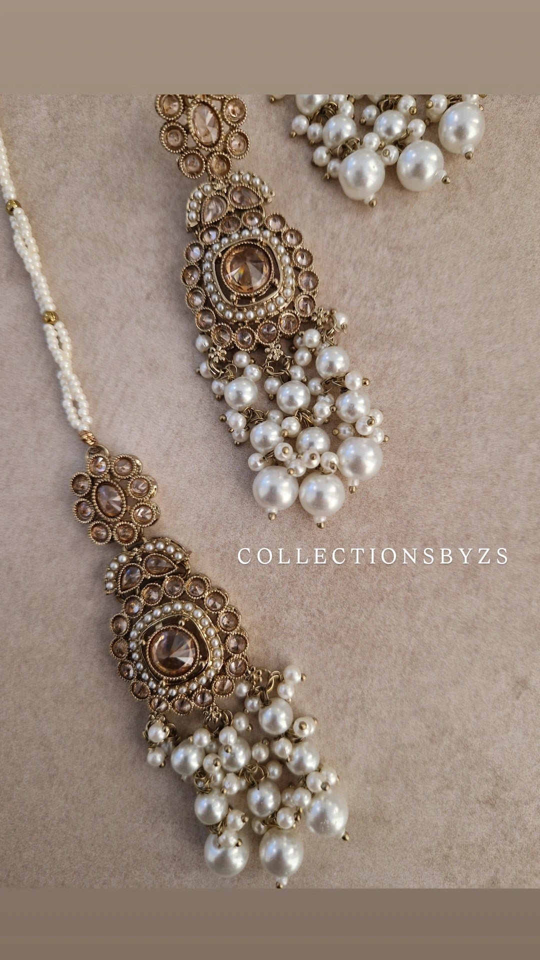 SARA - Beautiful Indian 4 piece Necklace Set - WHITE PEARL