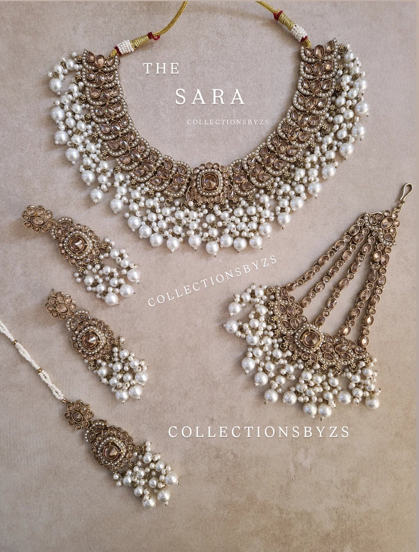 SARA - Beautiful Indian 4 piece Necklace Set - WHITE PEARL