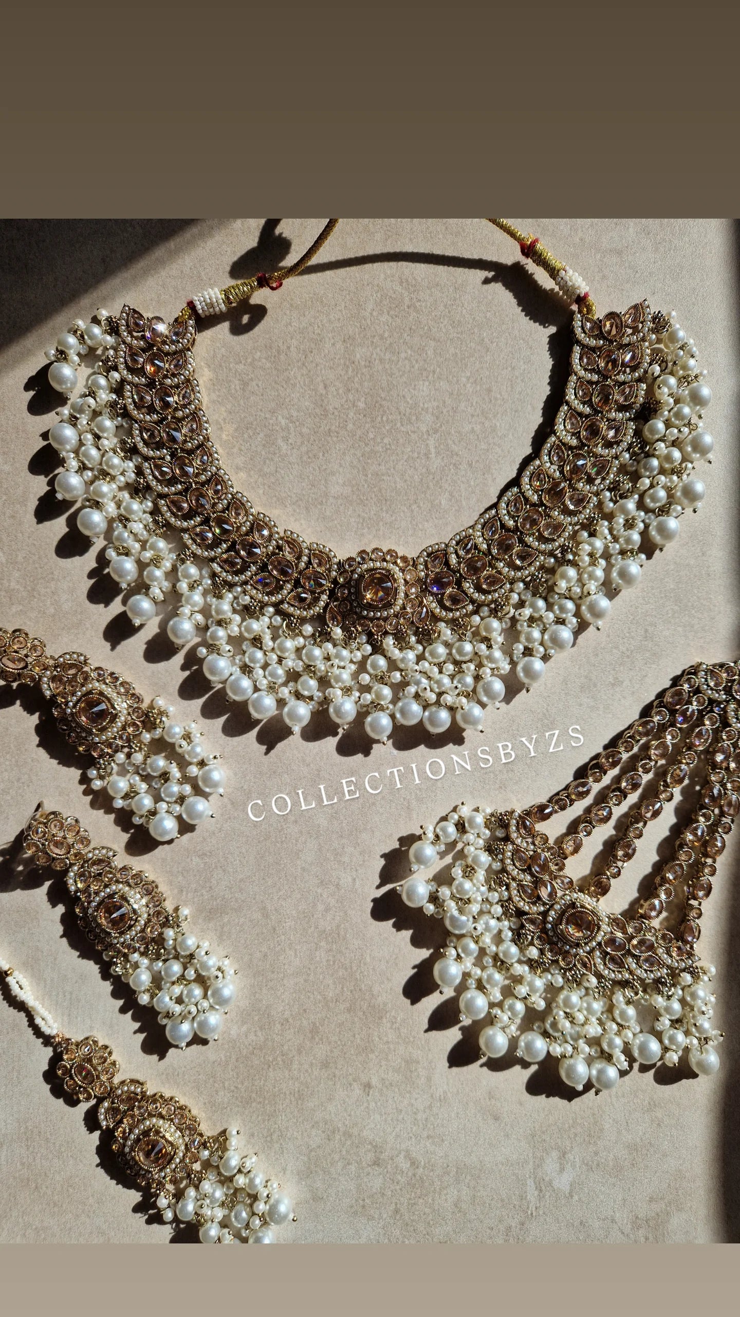 SARA - Beautiful Indian 4 piece Necklace Set - WHITE PEARL