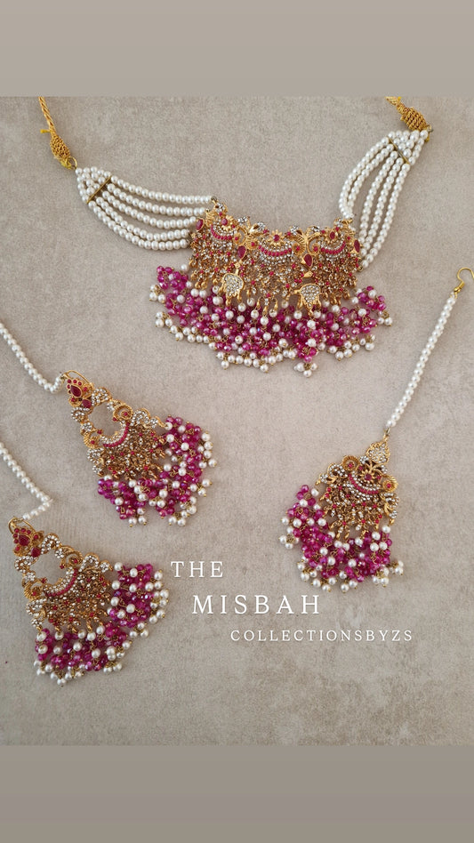 MISBAH  - SHOCKING PINK - Pakistani Jewellery Set