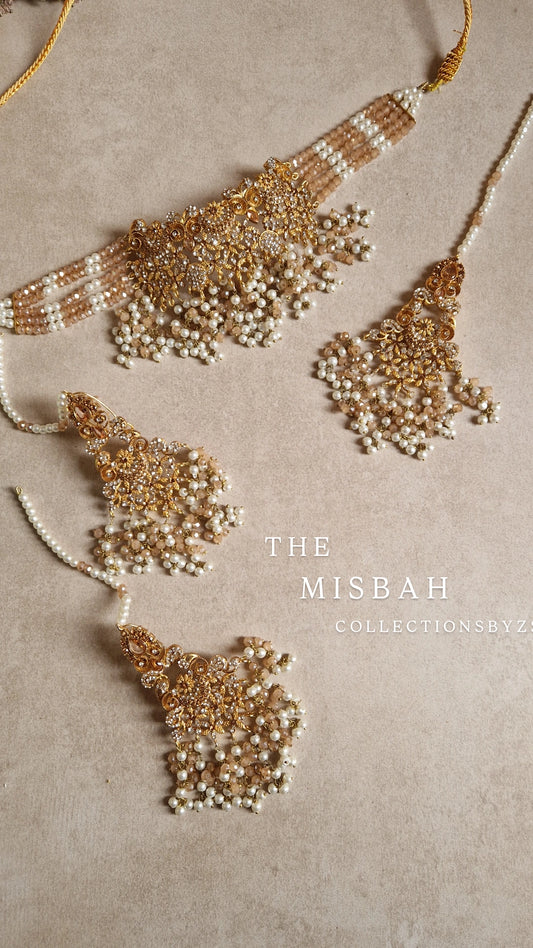 MISBAH -  Double Gold  Pakistani Choker Set