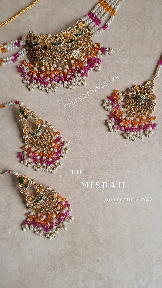MISBAH  -  Orange, Green & Pink Mehndi Pakistani Choker Set