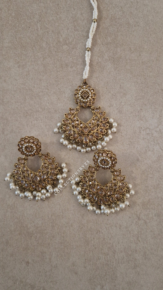 MIA - Mini Elegant Indian Earring and Tikka Set- PEARL