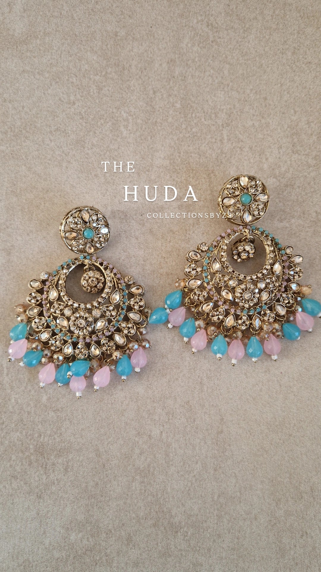 HUDA- Indian Desi Earrings Value - LIGHT BLUE AND POWDER PINK
