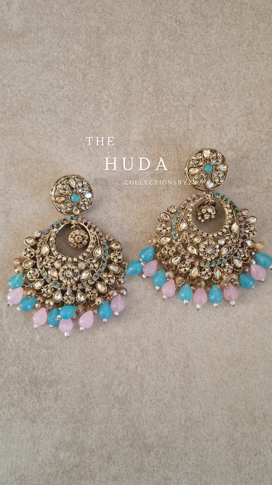 HUDA- Indian Desi Earrings Value - LIGHT BLUE AND POWDER PINK