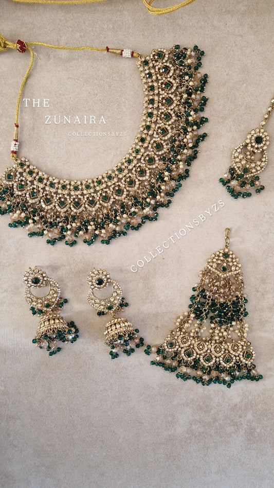 ZUNAIRA - Stunning Indian Semi Bridal/Party Wear Set- DARK GREEN