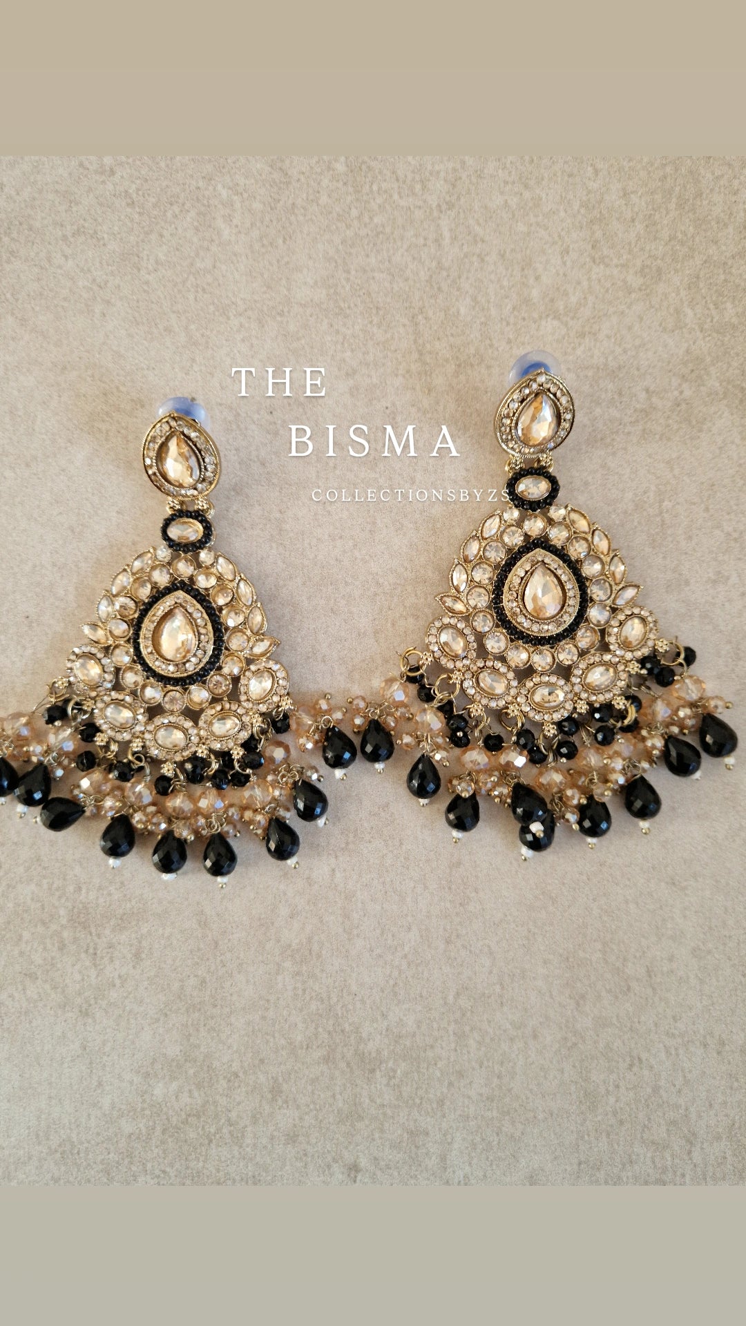 BISMA - Indian Earrings - BLACK