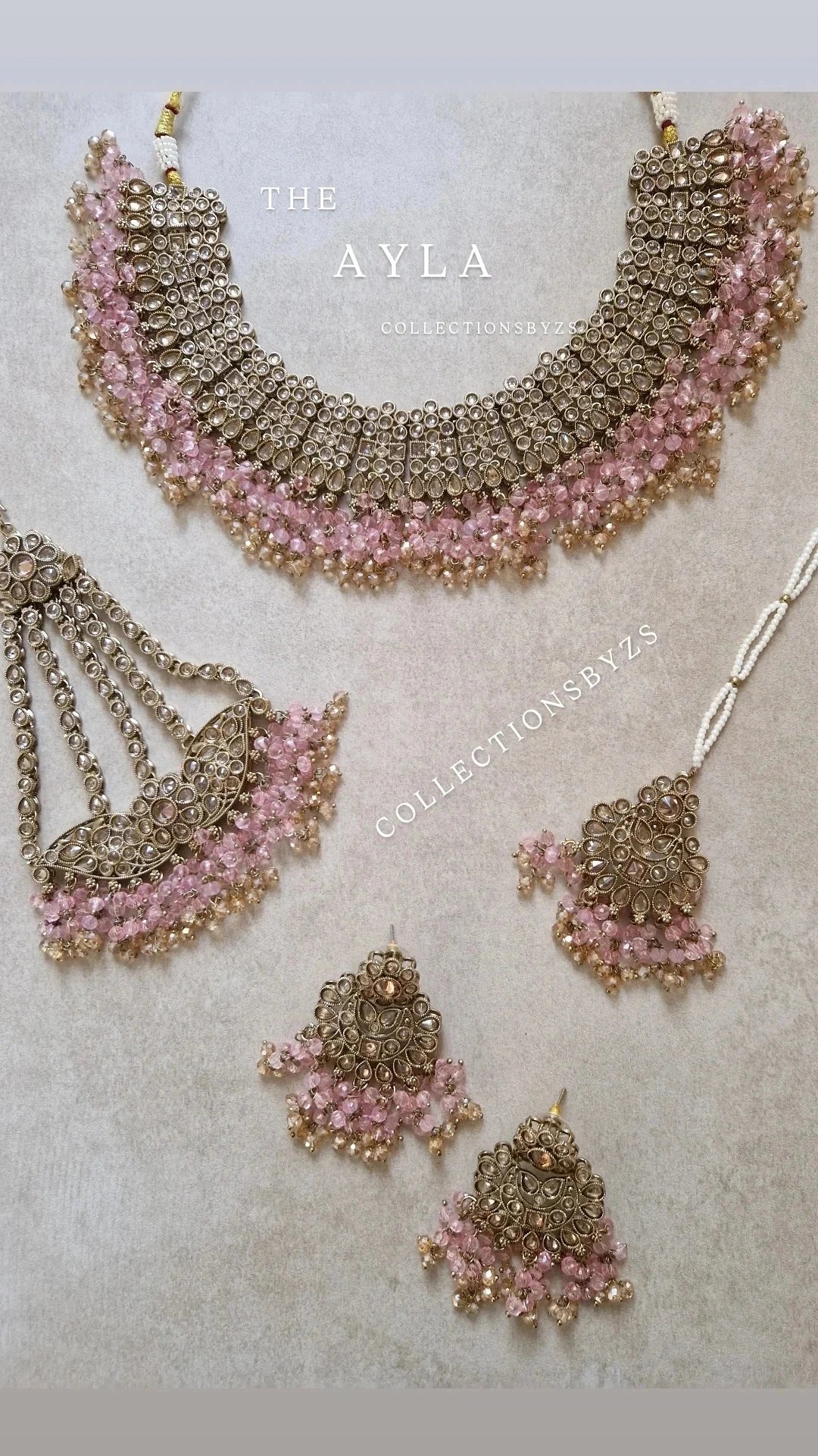AYLA - Stunning 4 Piece Indian Necklace Set - PINK