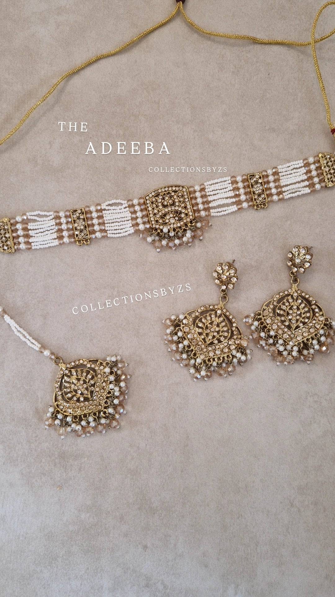 ADEEBA:- FLASH SALE.  Mini Elegant Indian Choker Set - GOLDEN.