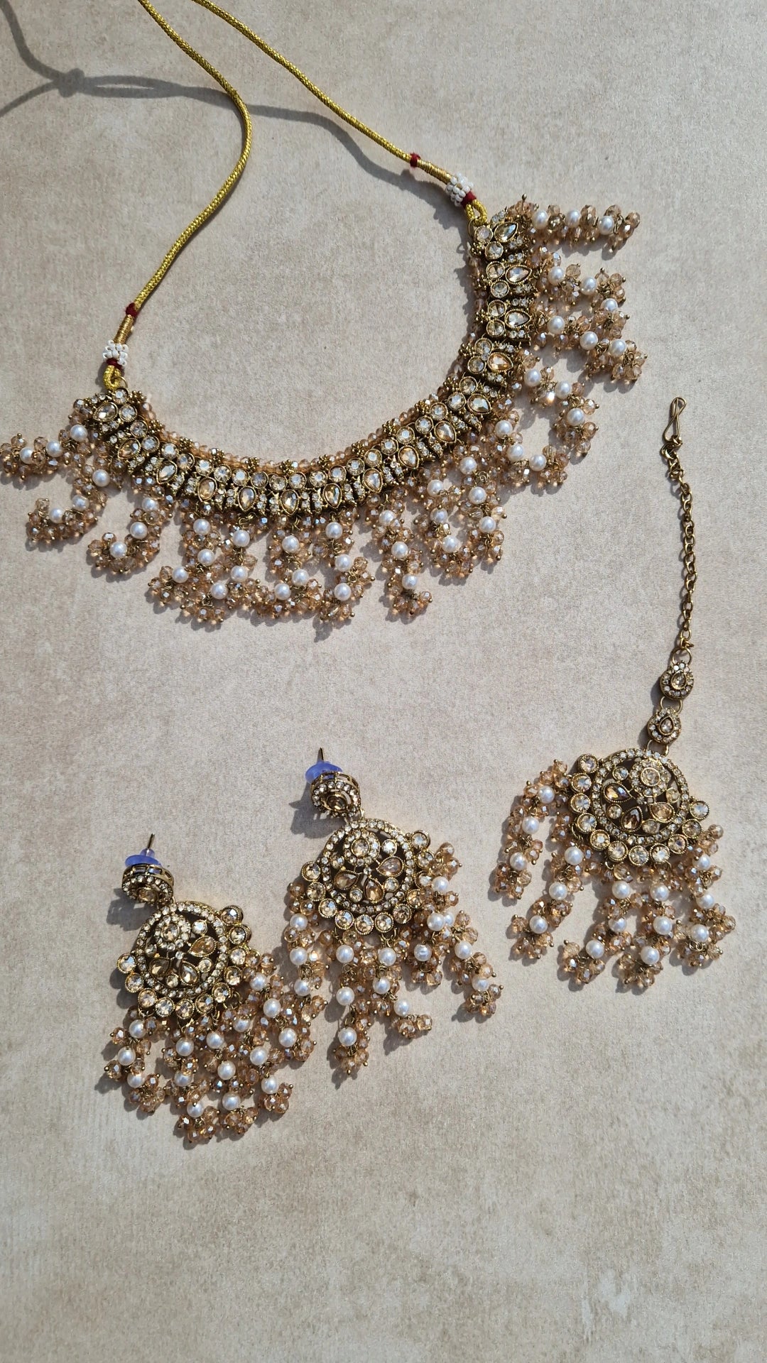 ALEEHA - *SALE*Stunning Golden Elegant Pearl Indian Jewellery Set