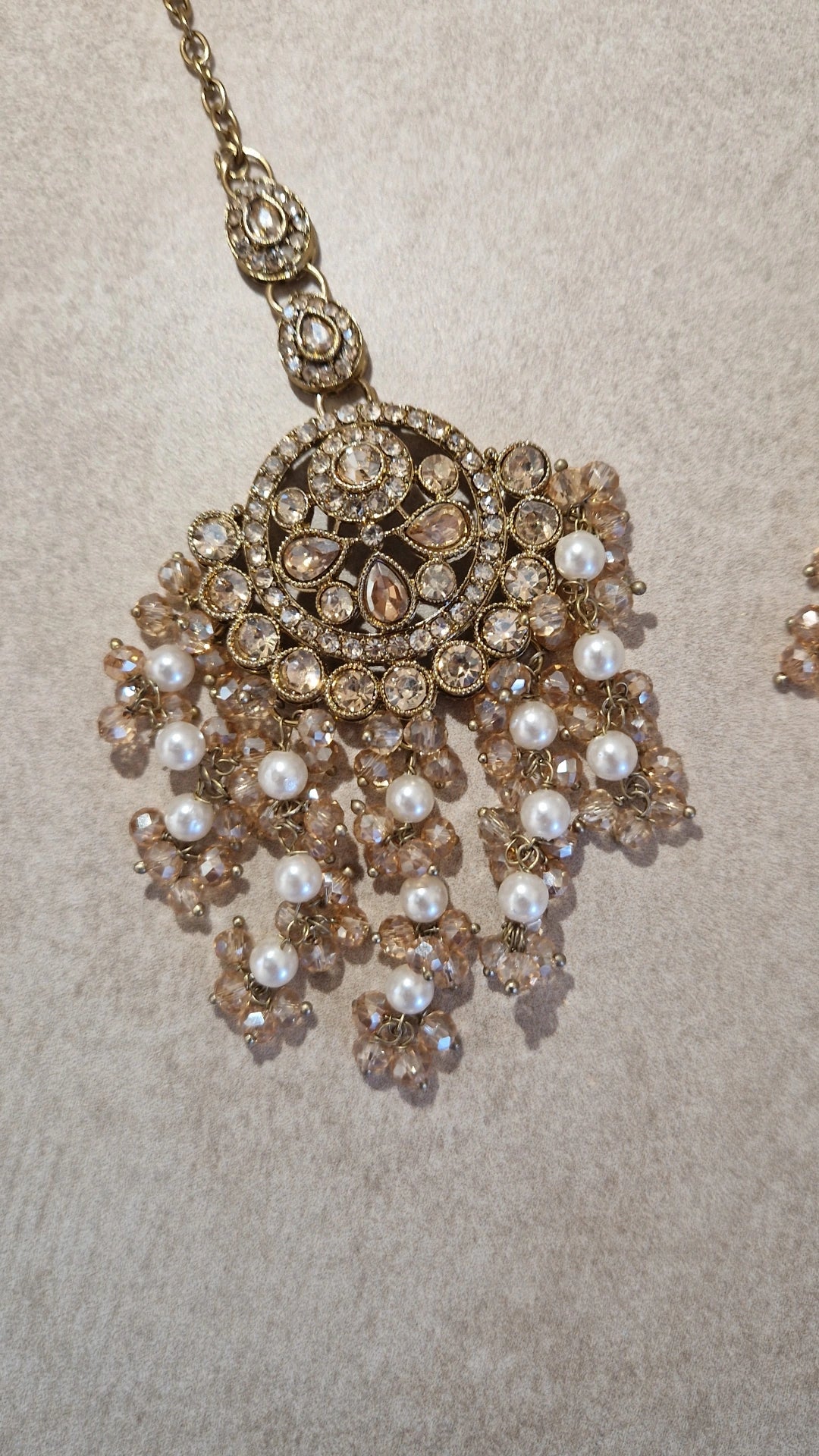 ALEEHA - *SALE*Stunning Golden Elegant Pearl Indian Jewellery Set