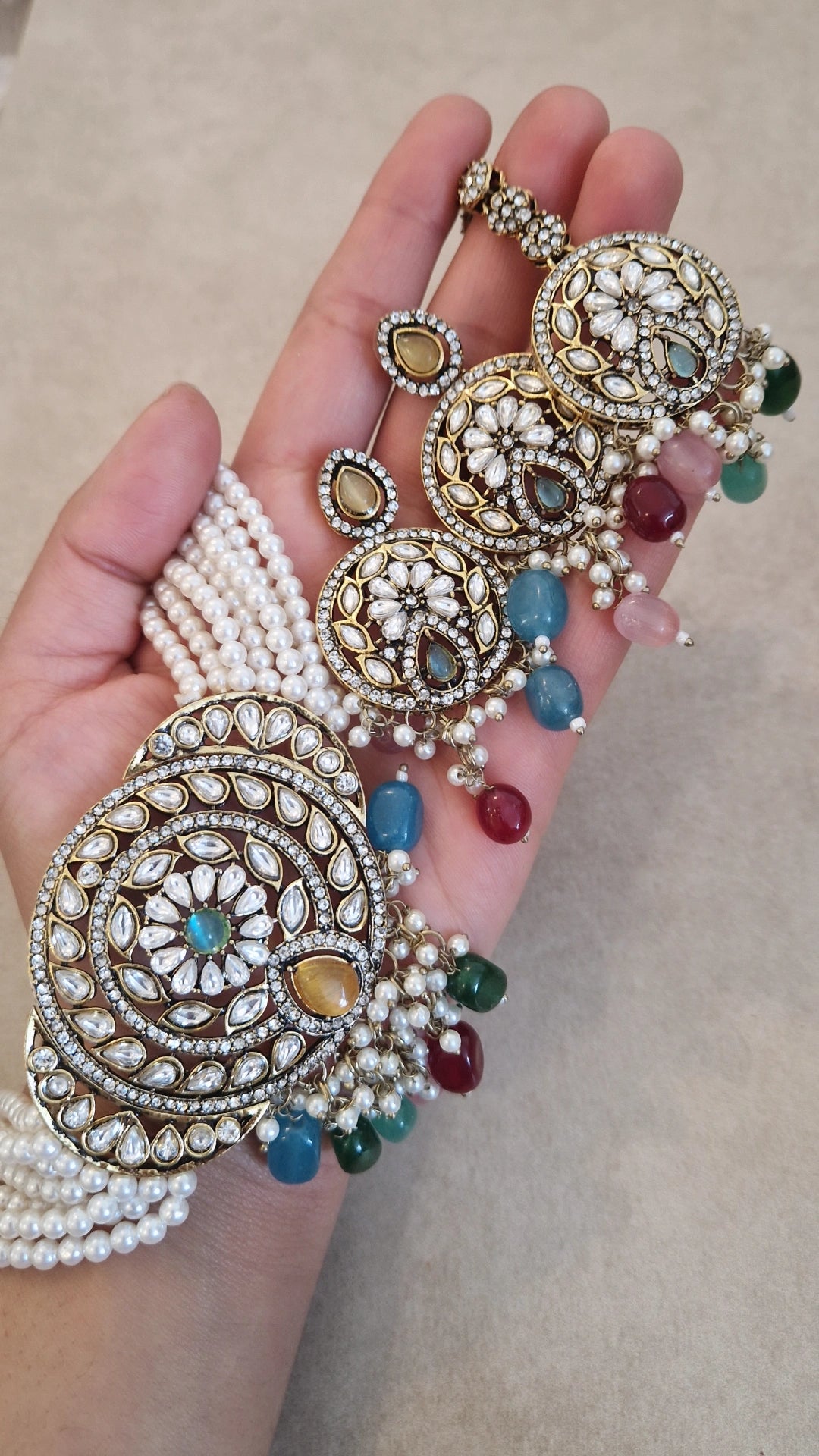 RUMI- Indian Victorian Polish Choker Set- MULTI - EID SALE