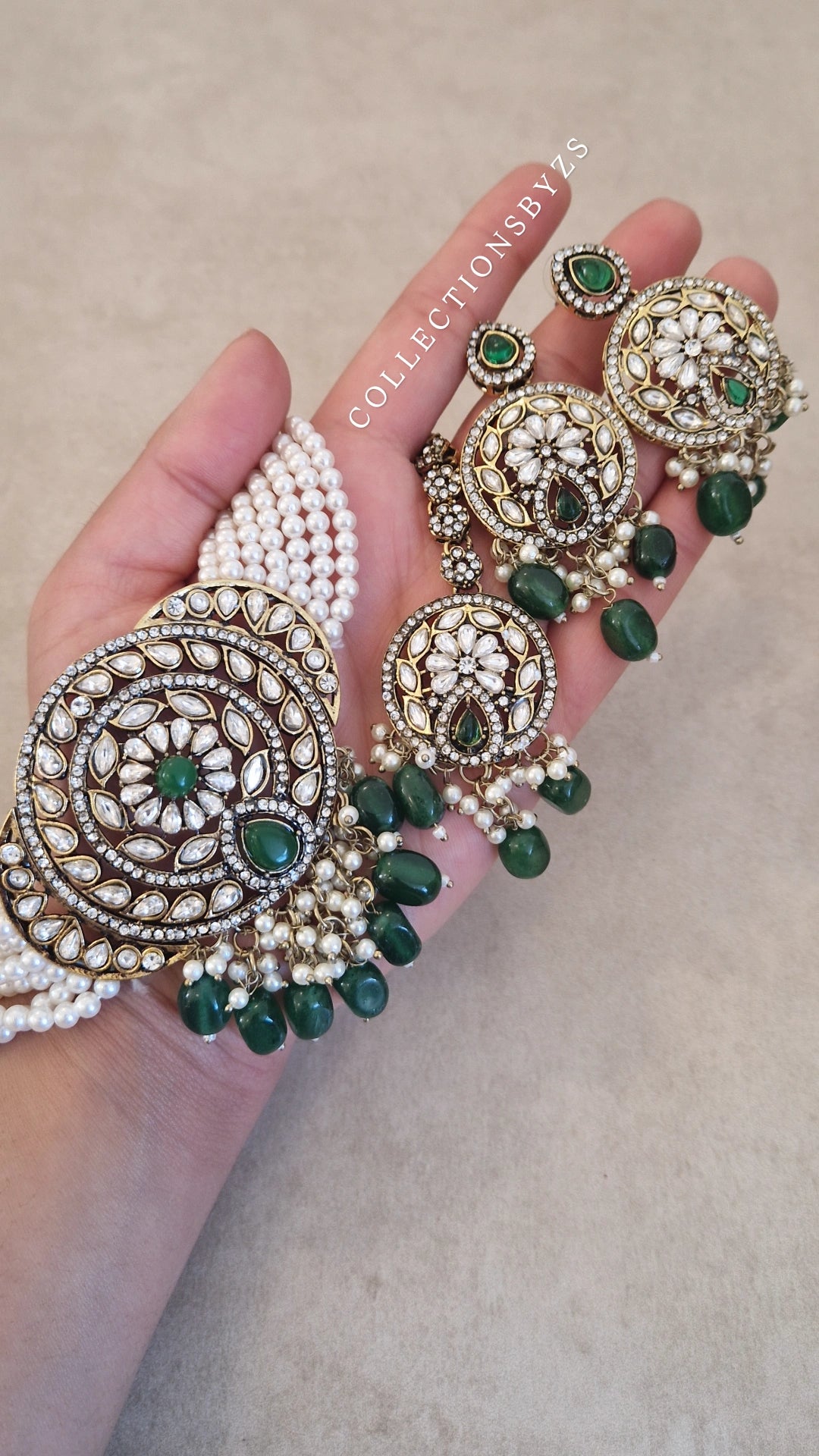 RUMI- Indian Victorian Polish Choker Set- GREEN DARK