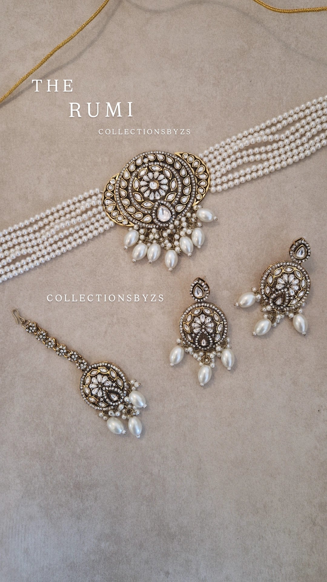 RUMI- Indian Victorian Polish Choker Set- White