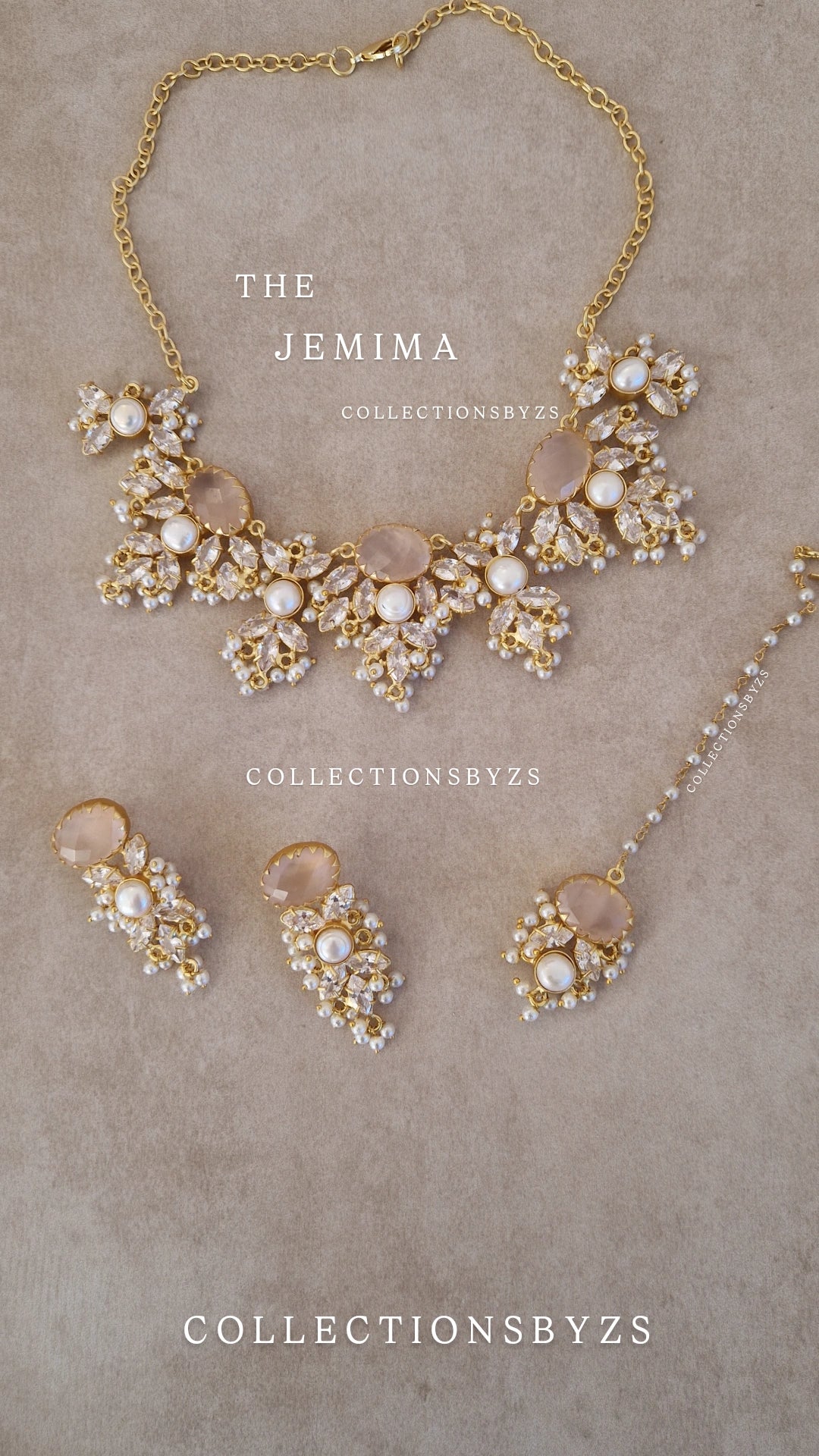 JEMIMA- Elegant, Luxury Rose Quartz Necklace Set