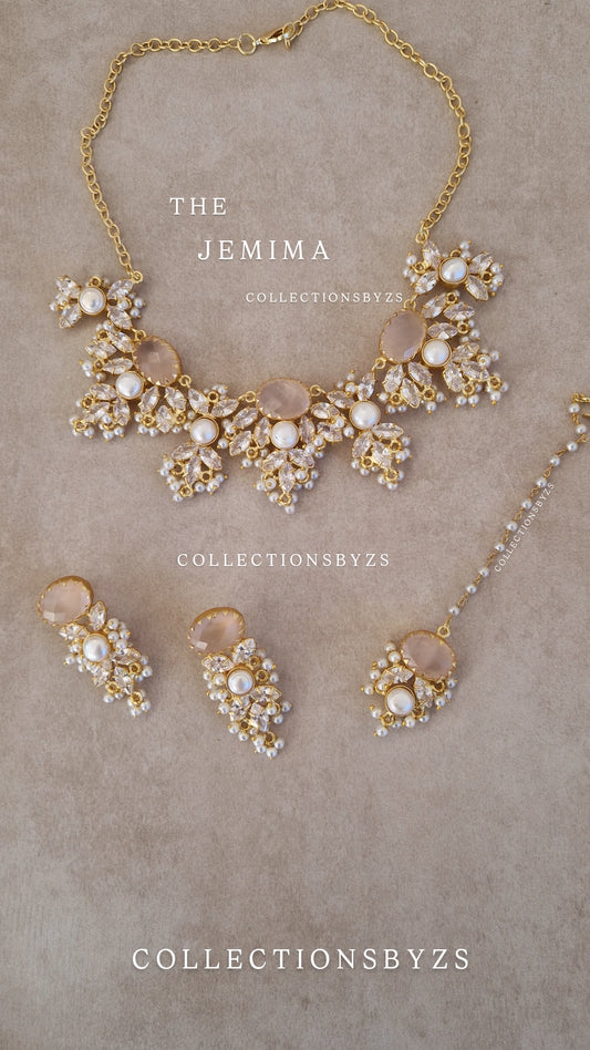 JEMIMA- Elegant, Luxury Rose Quartz Necklace Set