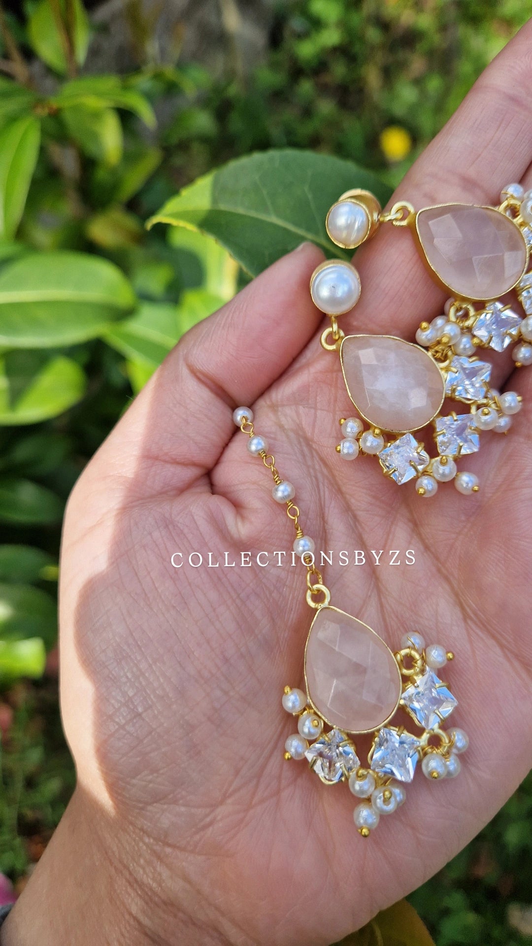 TAYIBA- Small yet Beautiful Elegant Premium Mother of Pearl Set Roze Quartz.