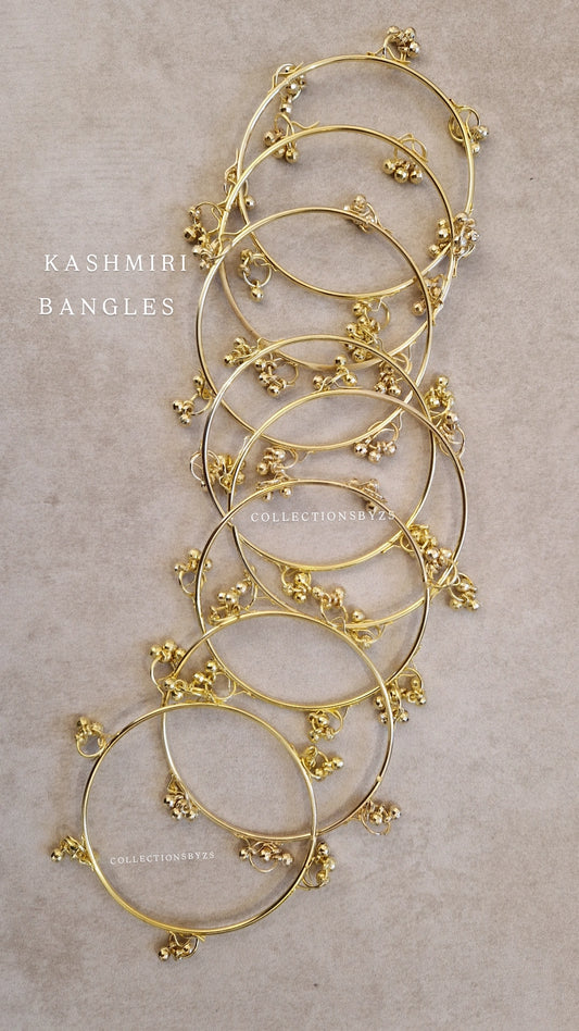 KASHMIRI Bangles - SIZE 2.8-  8 bangles- Yellow Golden Finish