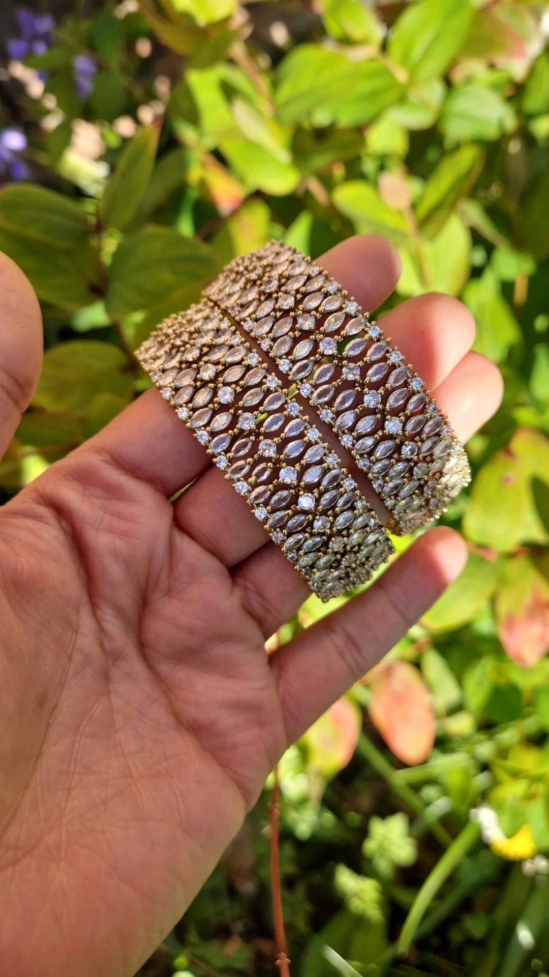 LESHA - Luxury American Diamond Bangles Kara- Mehndi Polish