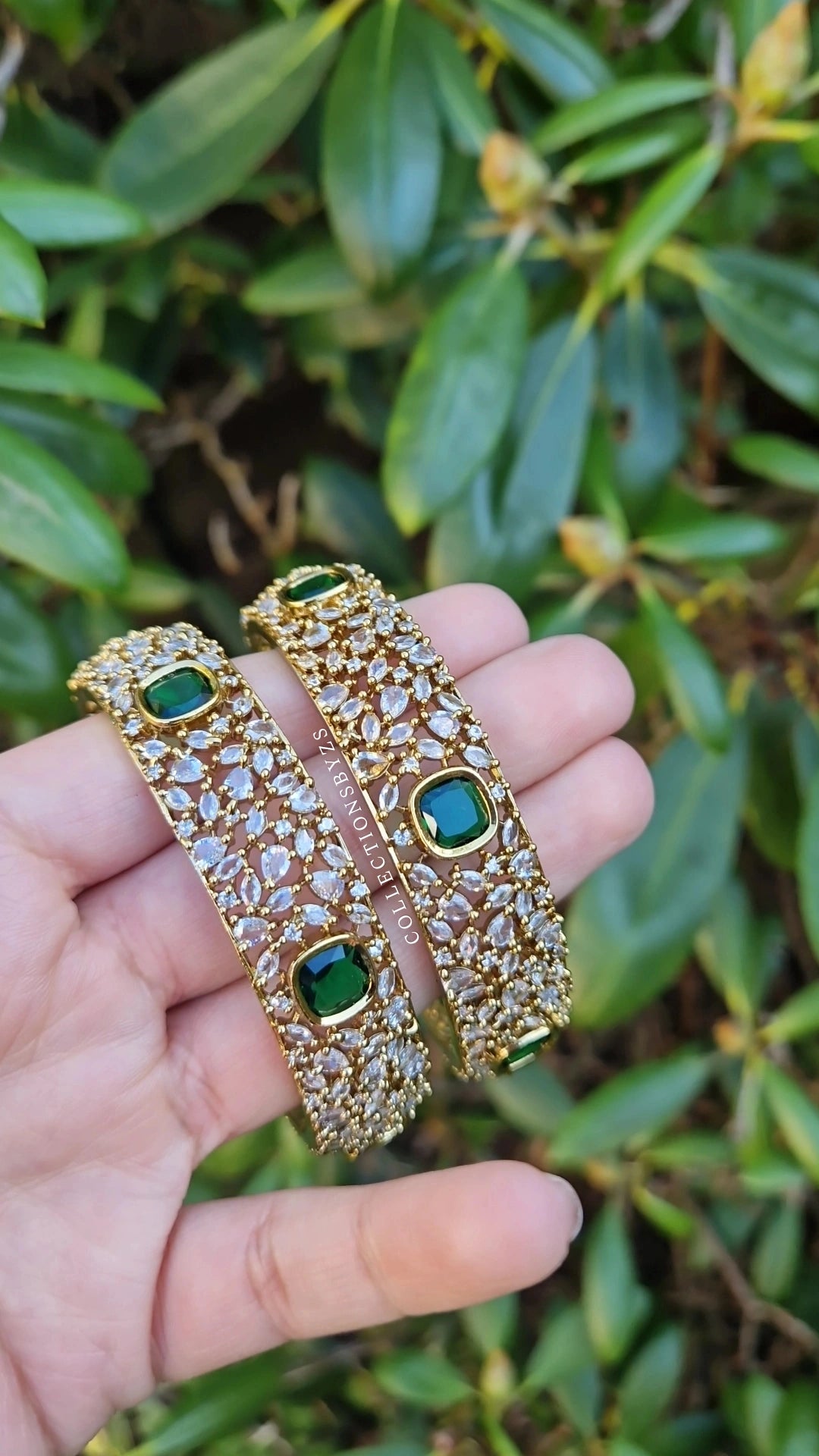 MAHI - Elegant *Premium* Emerald American Diamond Bangles- SIZE 2.6