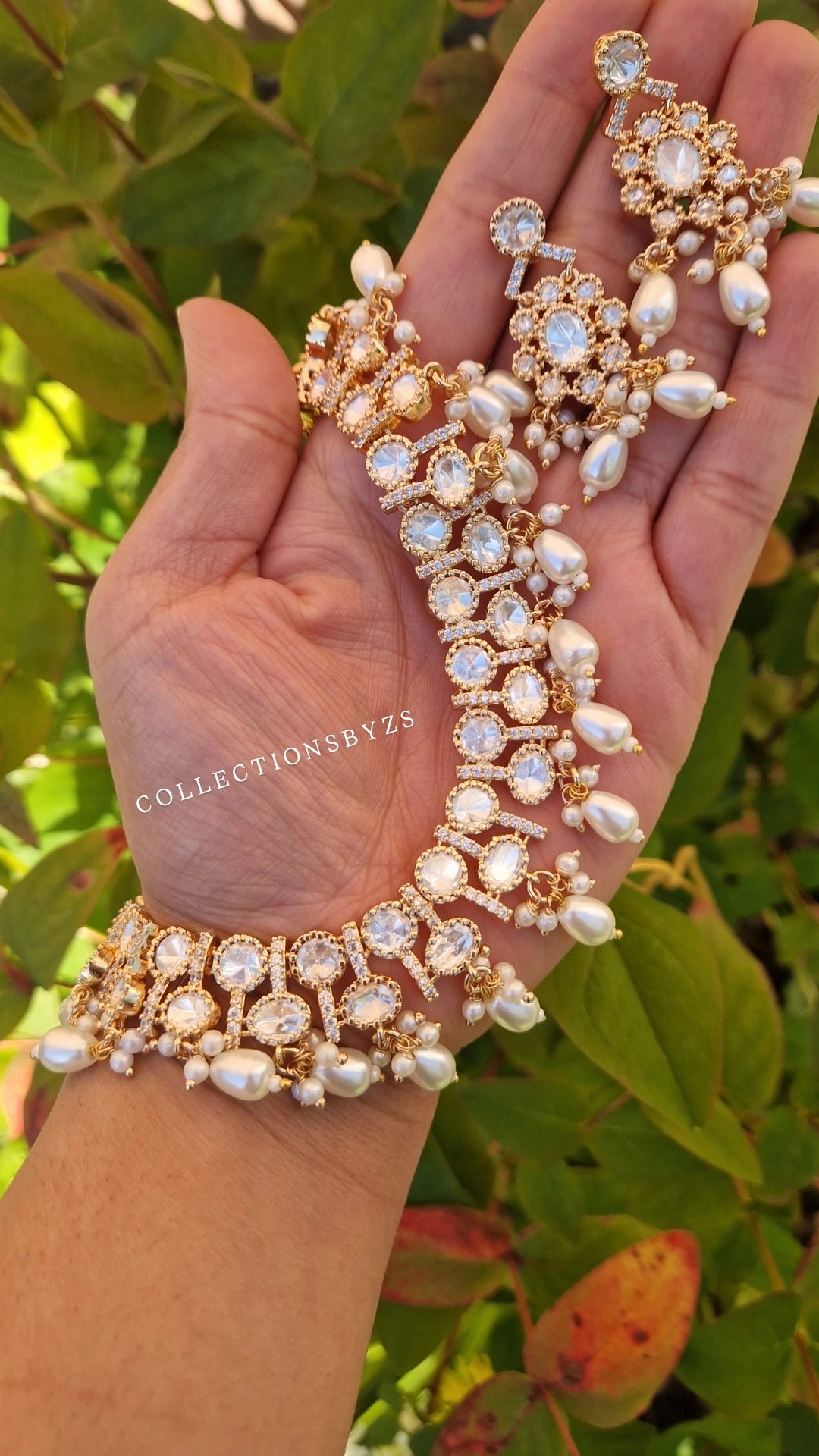 ELIZA-  *Premium* Monalisa Necklace Set- White Pearl