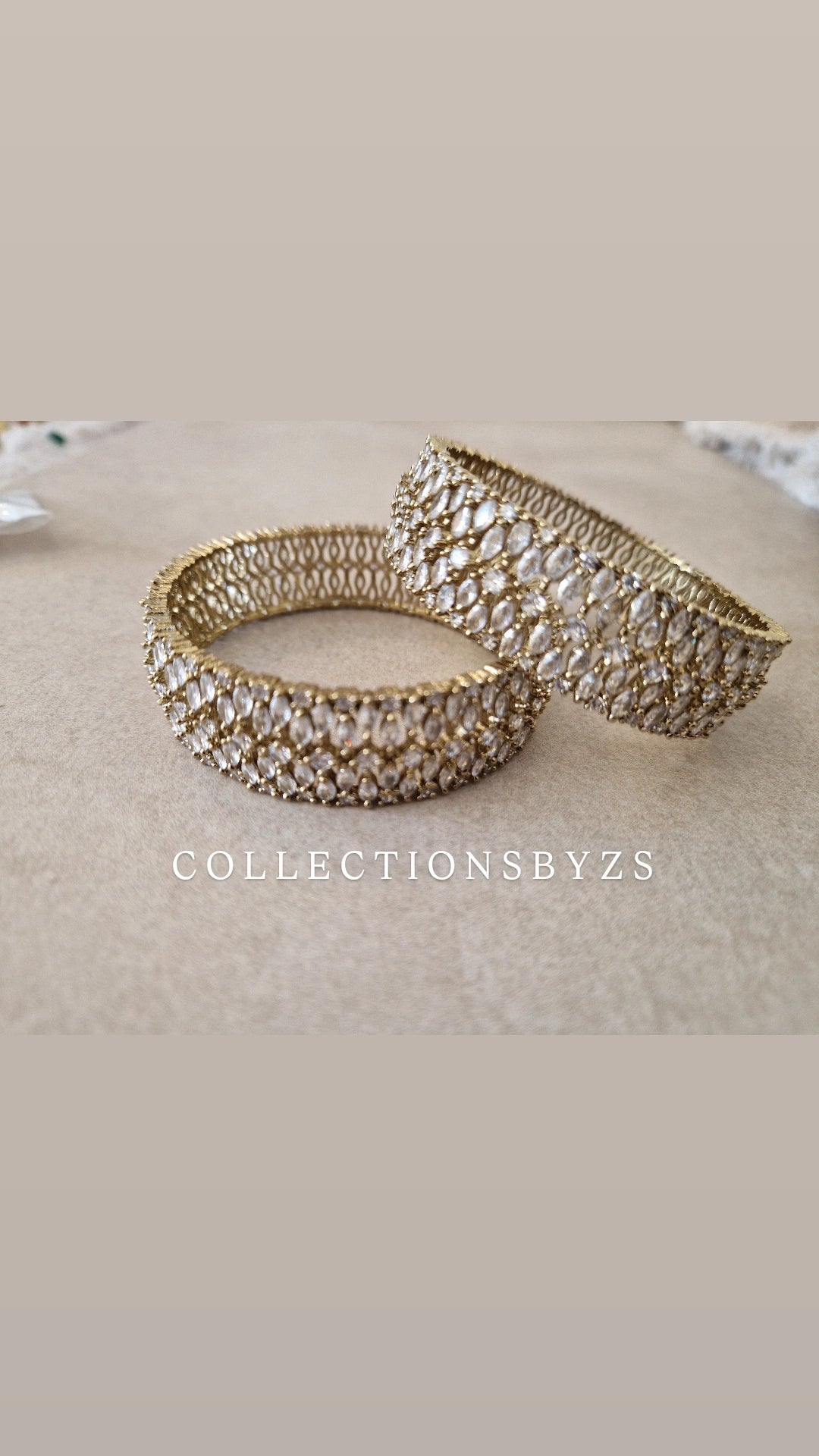 LESHA - Luxury American Diamond Bangles Kara- Mehndi Polish