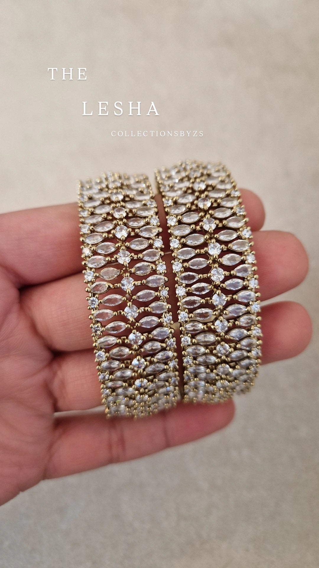 LESHA - Luxury American Diamond Bangles Kara- Mehndi Polish