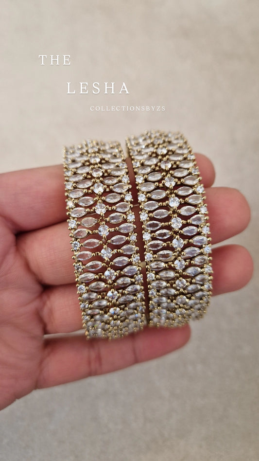 LESHA - Luxury American Diamond Bangles Kara- Mehndi Polish