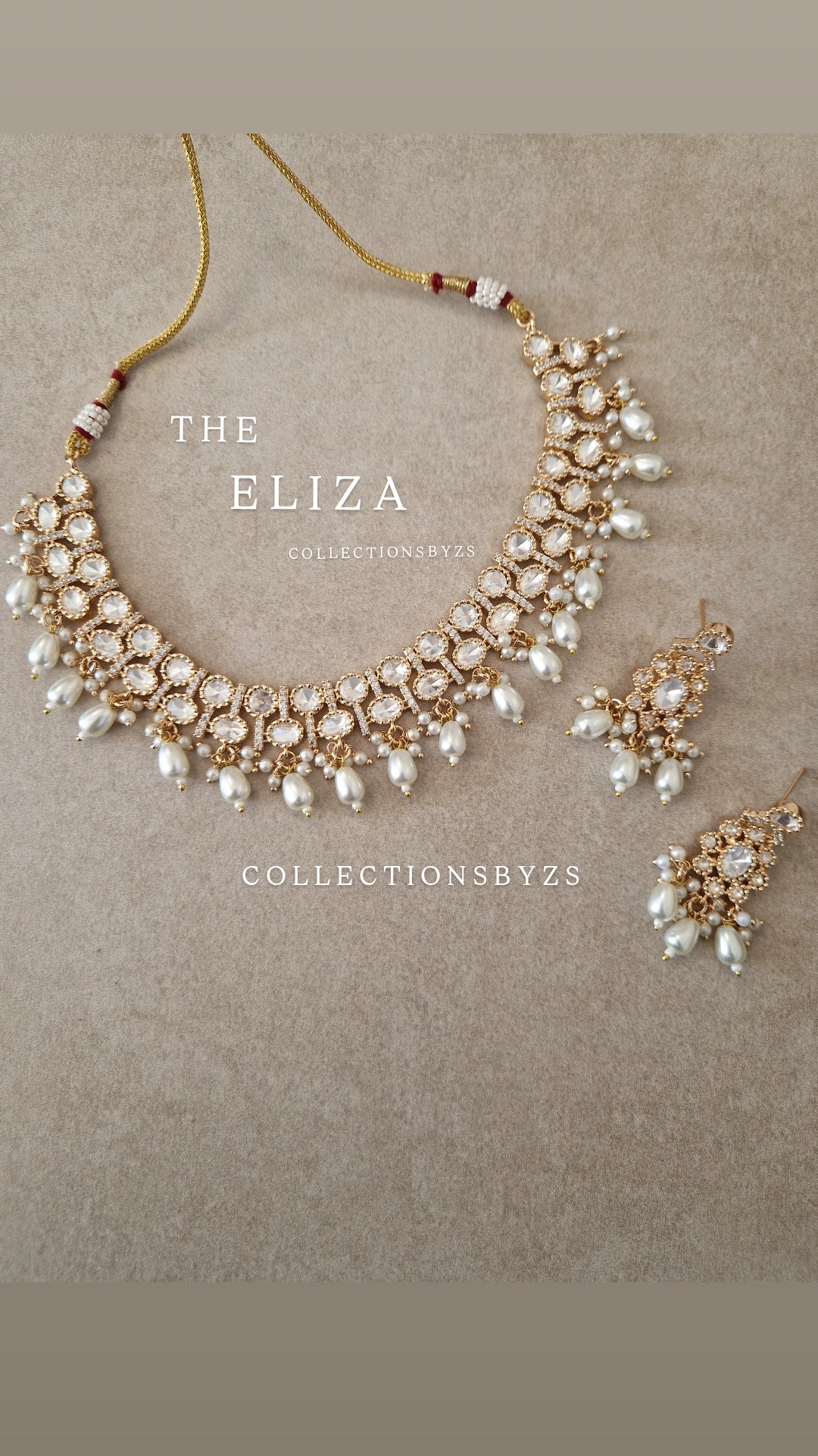 ELIZA-  *Premium* Monalisa Necklace Set- White Pearl
