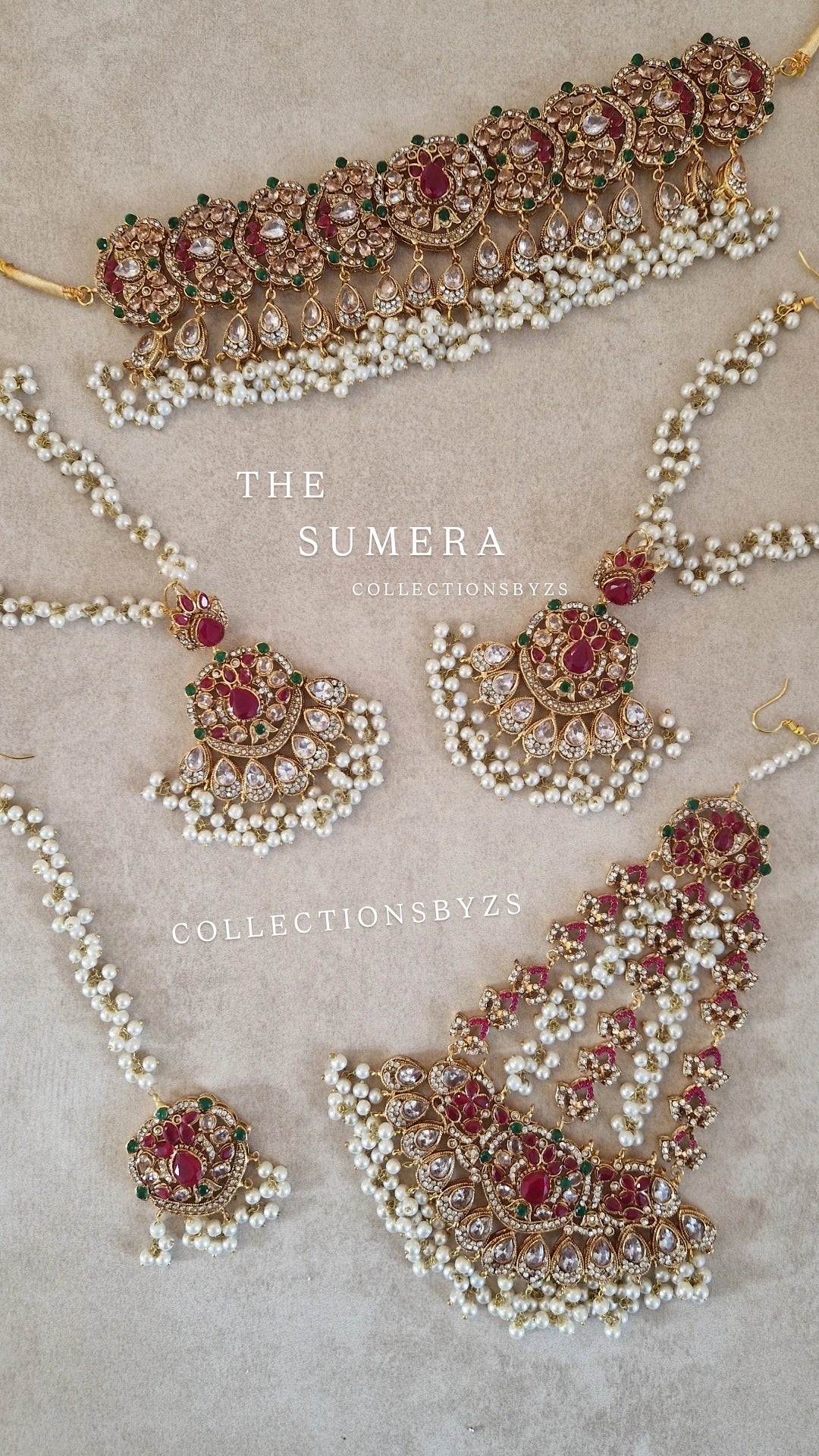 SUMERA- Elegant Regal *Choker* 4 piece set. Choker, Earrings, Tikka and Jhumar- LAUNCH OFFER