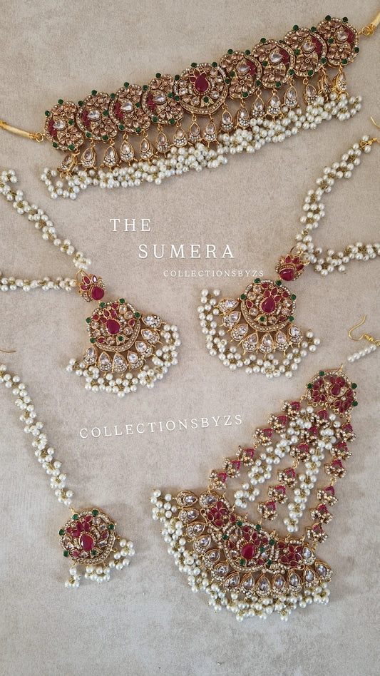 SUMERA- Elegant Regal *Choker* 4 piece set. Choker, Earrings, Tikka and Jhumar- LAUNCH OFFER