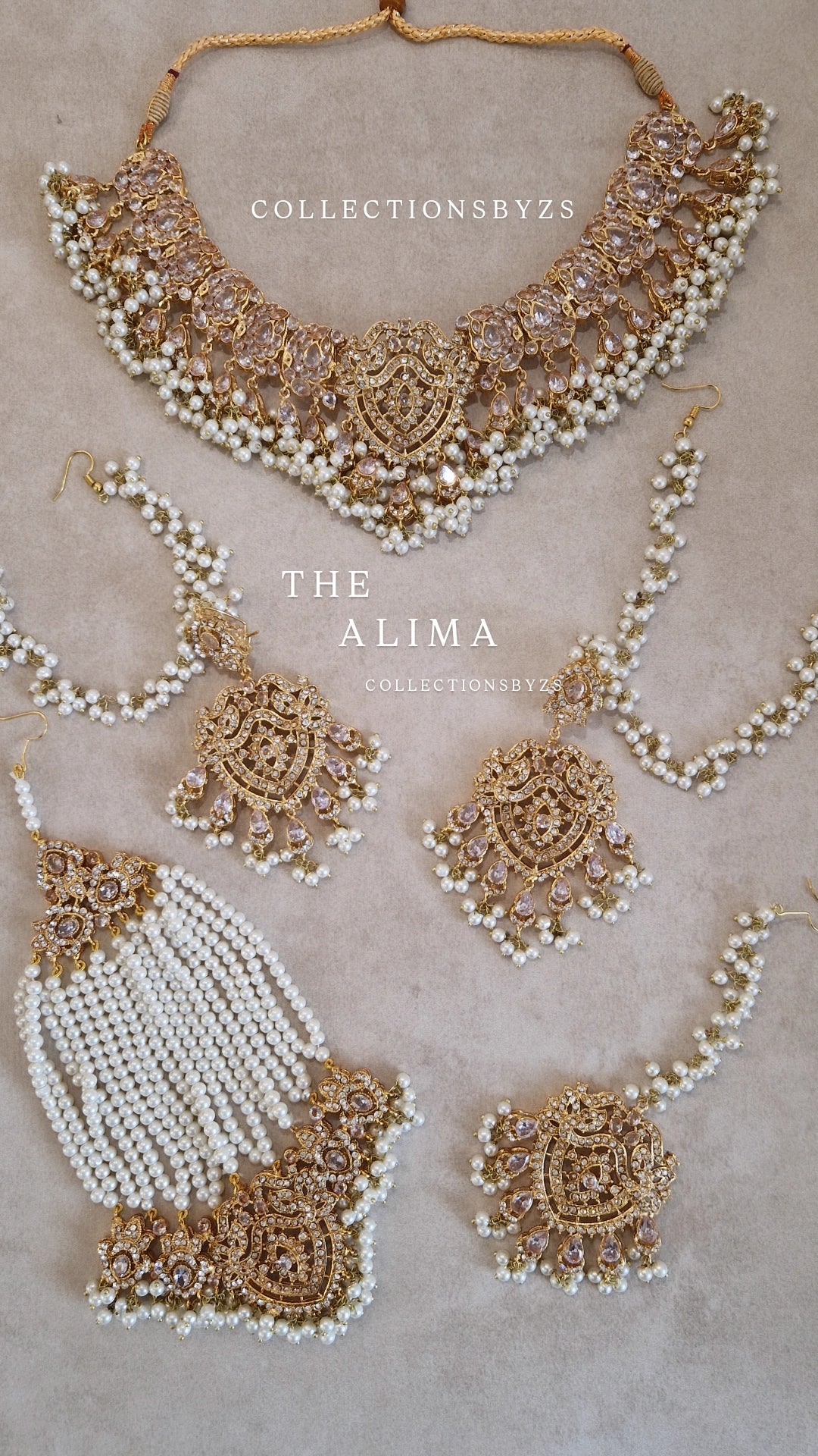ALIMA- Beautiful Elegant Bridal Set - White and Pearl