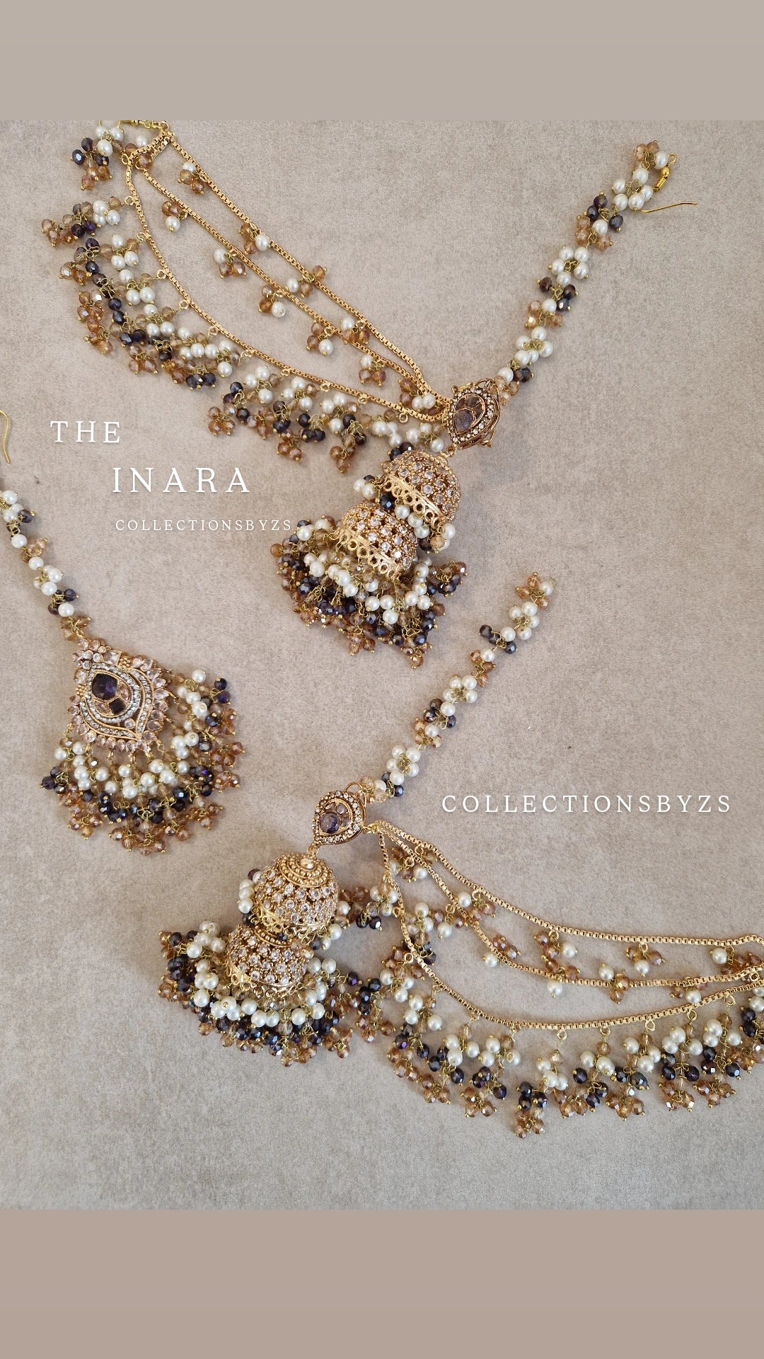 INARA -Pakistani Earrings & Tikka - PURPLE AND GOLD