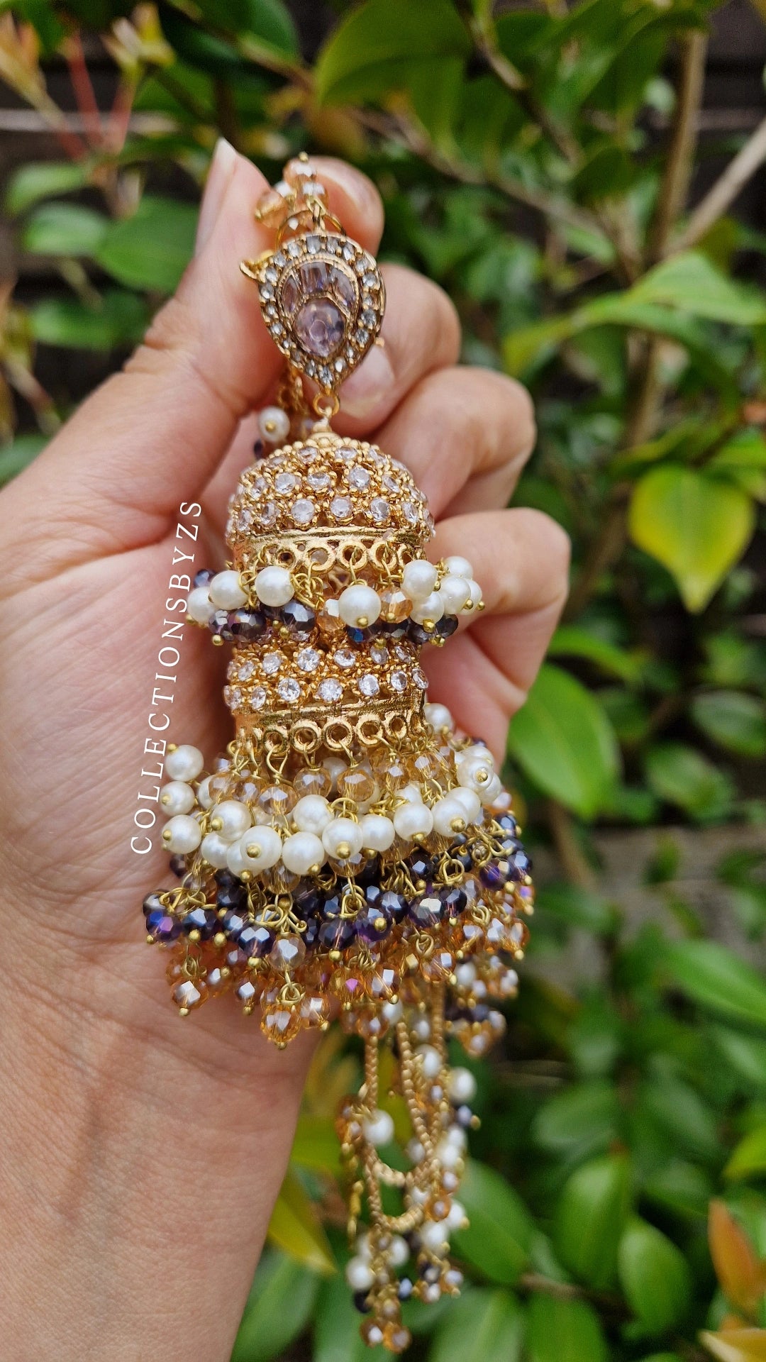 INARA -Pakistani Earrings & Tikka - PURPLE AND GOLD