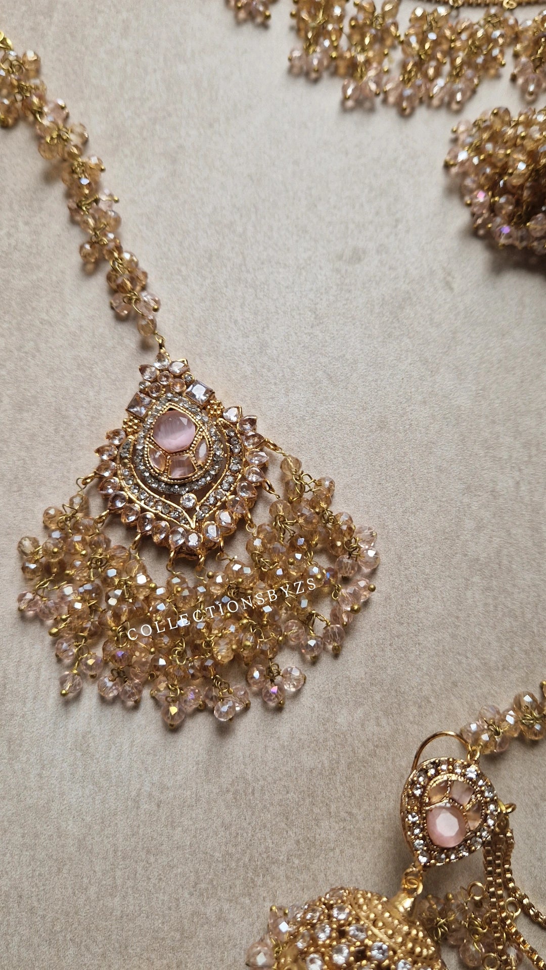 INARA -Pakistani Earrings & Tikka - PINK, GOLD & PEARL