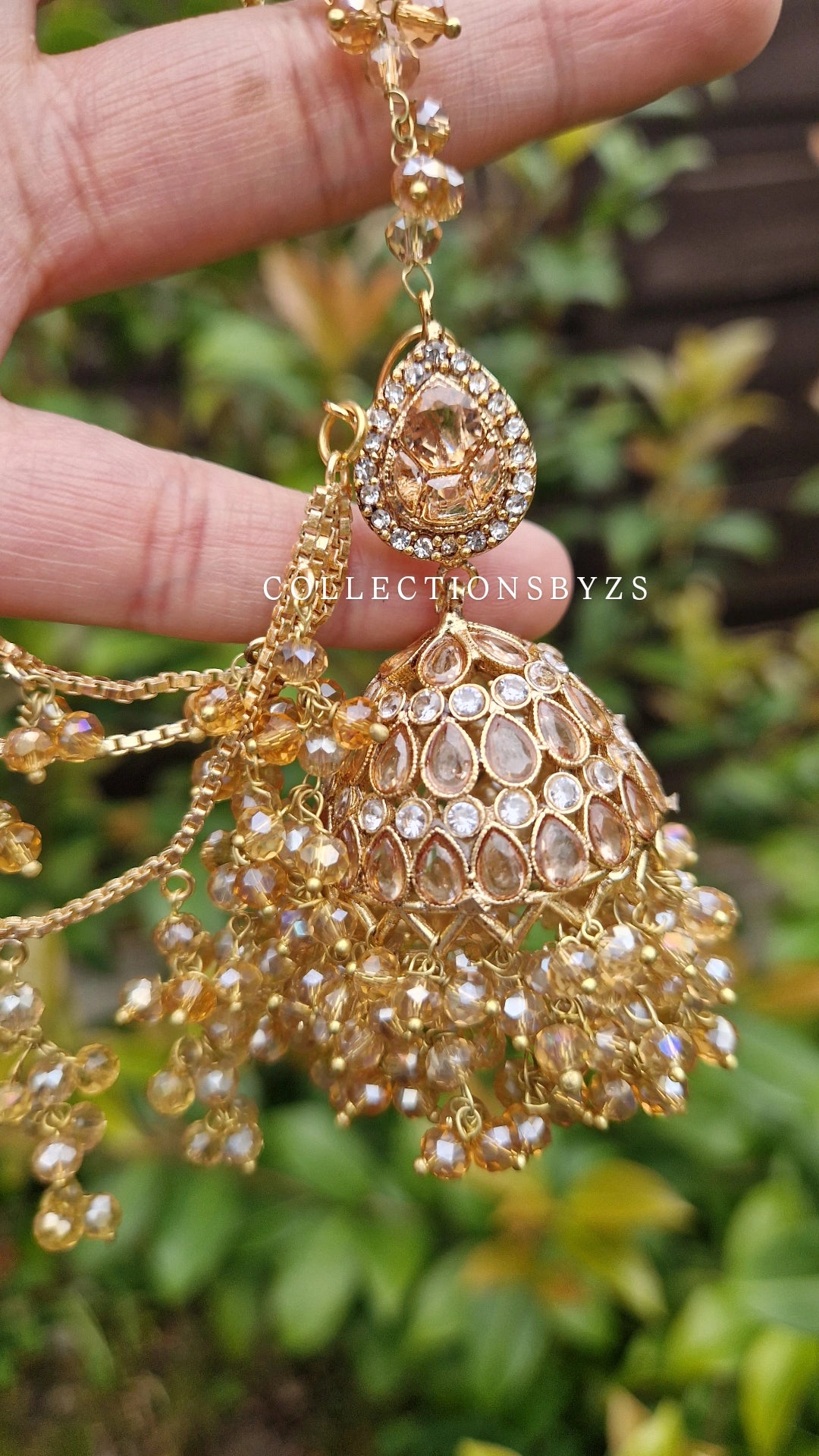 ZAIRAH  -Pakistani Jhumka with Saharas and Tikka Set -  FULL GOLD