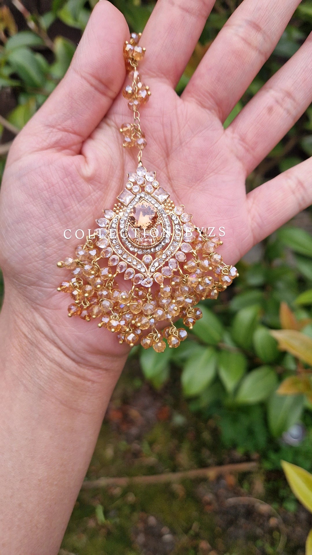 ZAIRAH  -Pakistani Jhumka with Saharas and Tikka Set -  FULL GOLD