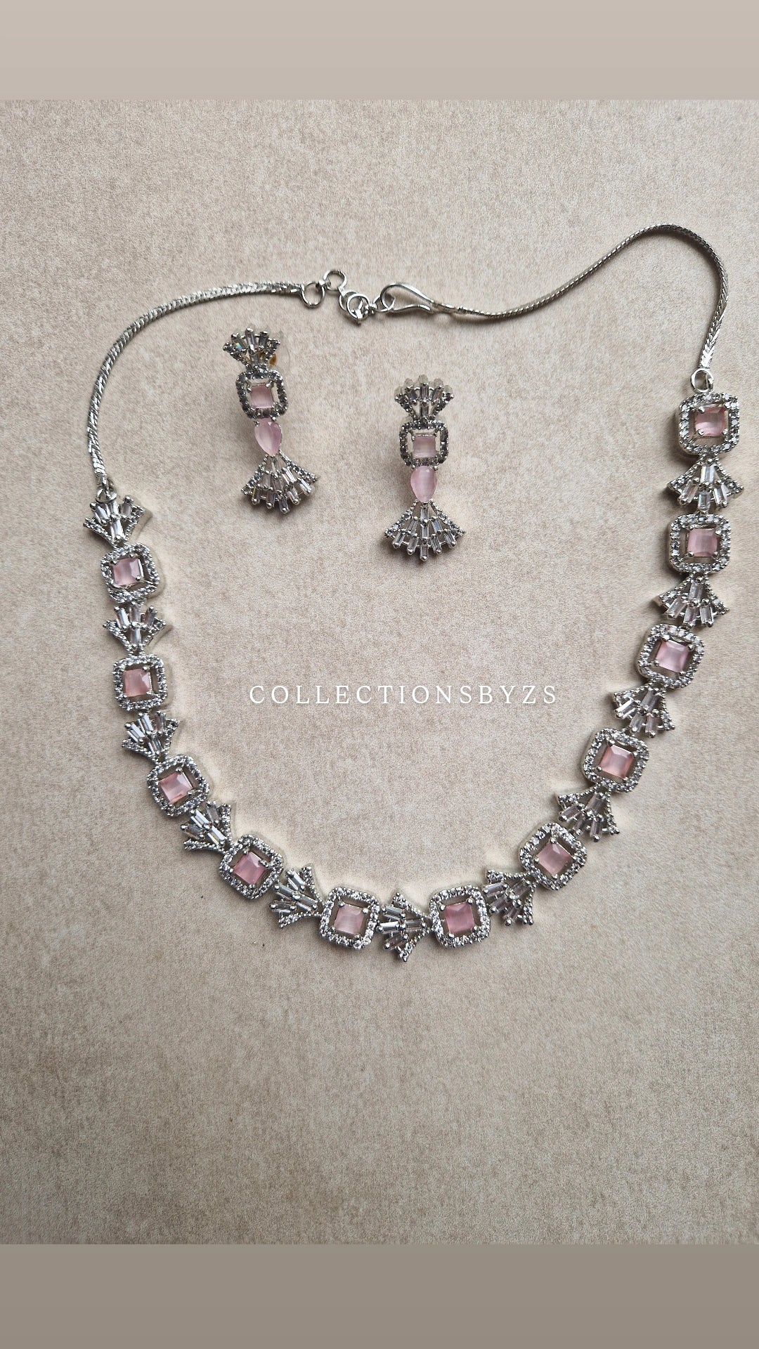 *LIMITED OFFER* American Diamond  Elegant Small Set- PINK & SILVER
