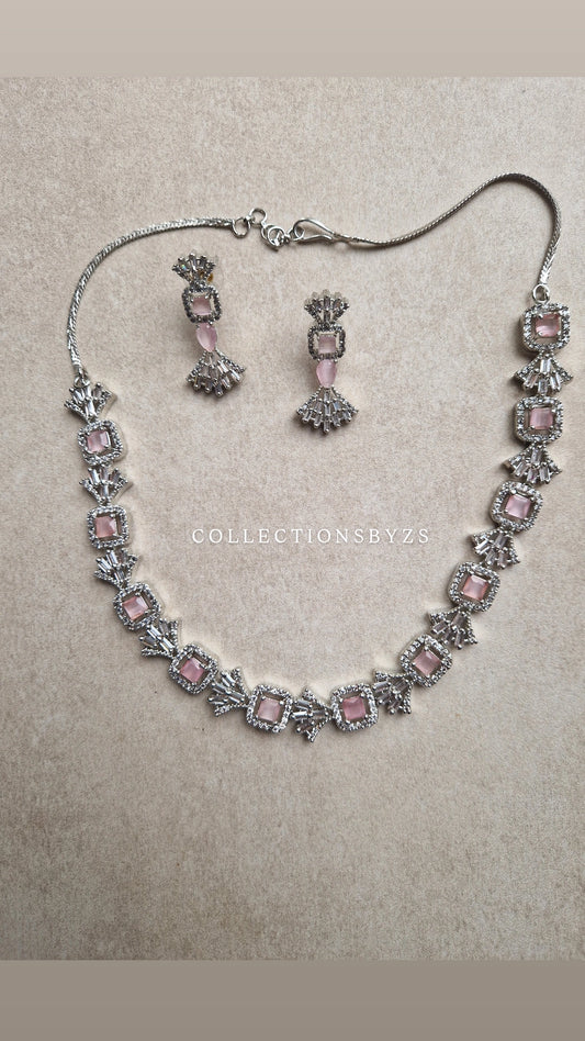 *LIMITED OFFER* American Diamond  Elegant Small Set- PINK & SILVER