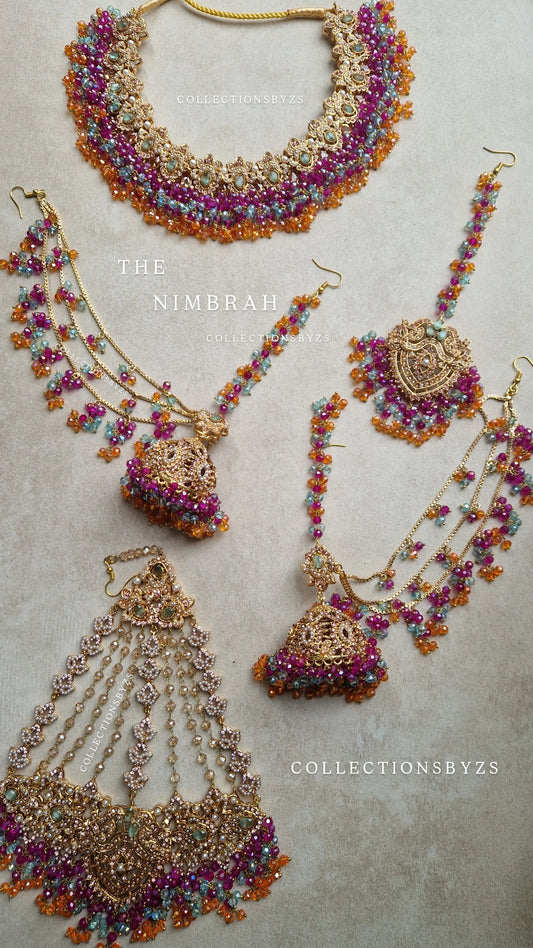 NIMRAH - Beautiful Stunning Bridal Mehndi Pakistani Jewellery Set- MULTICOLOURED.