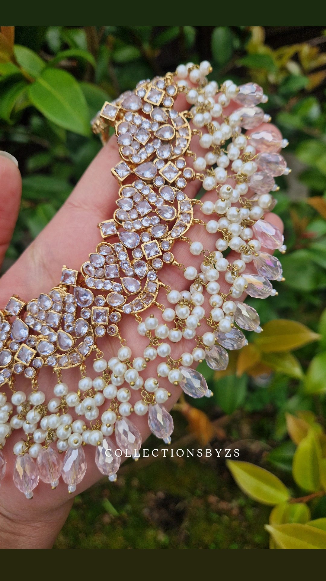KARIM - Bridal/Semi Bridal Necklace, Earrings, Tikka & Jhumar - Light Pink and pearl