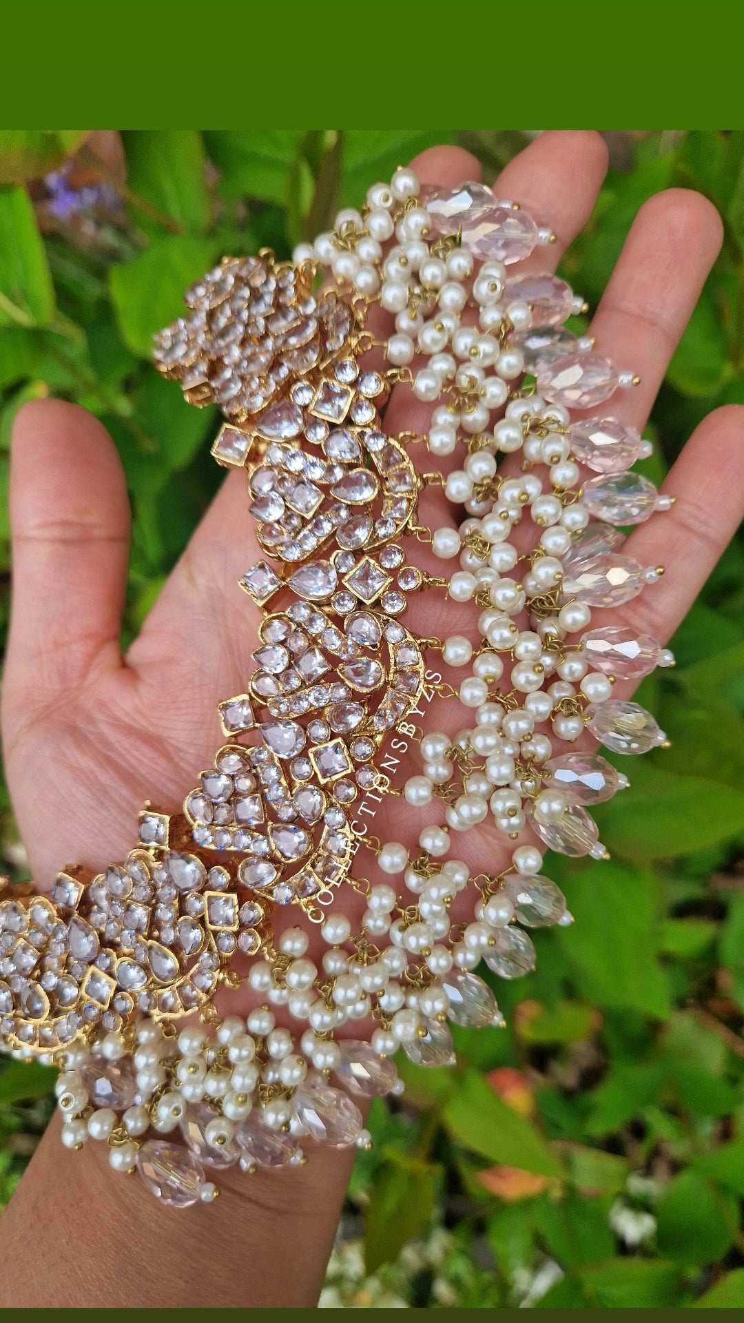 KARIM - Bridal/Semi Bridal Necklace, Earrings, Tikka & Jhumar - Light Pink and pearl