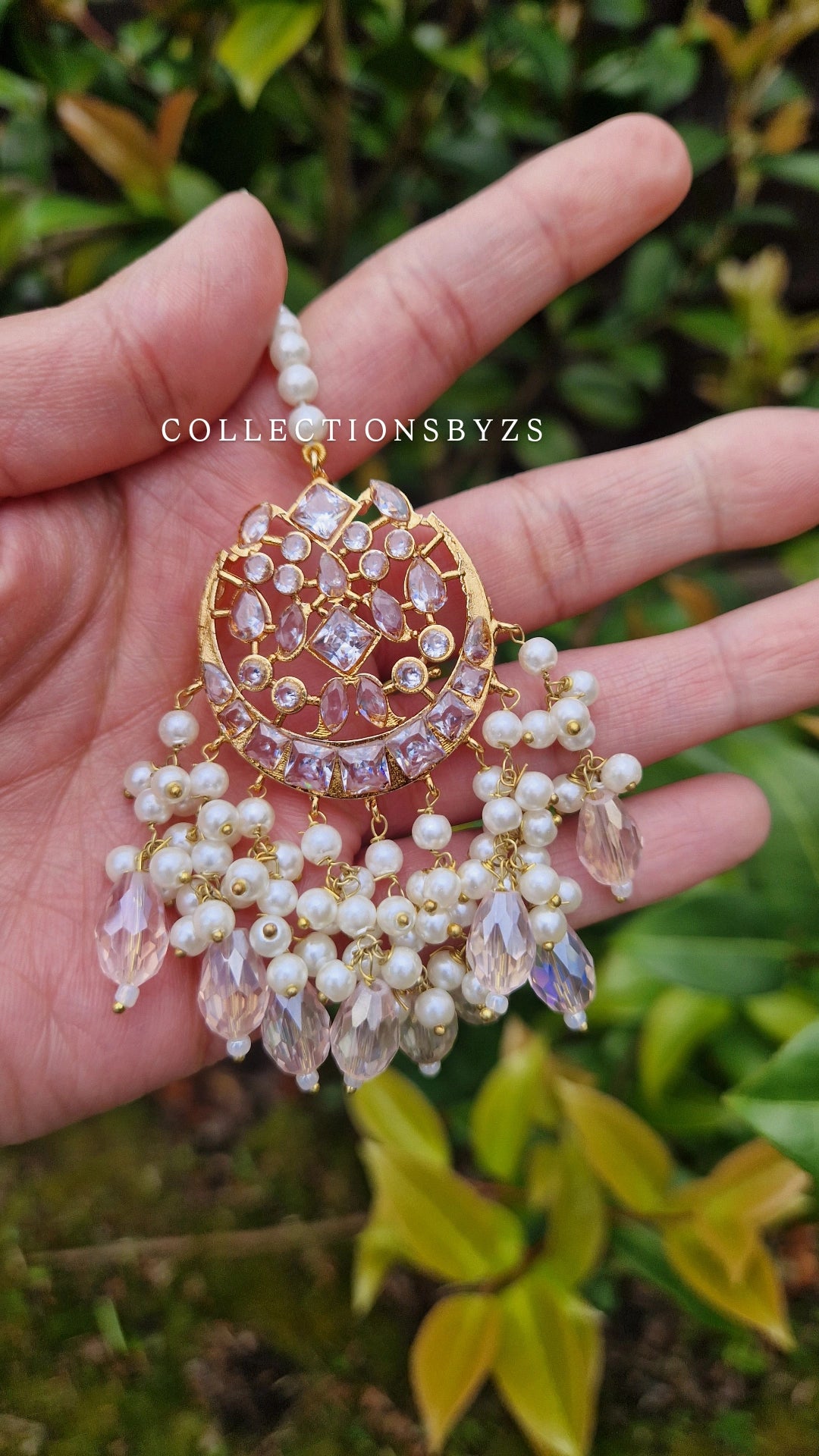 KARIM - Bridal/Semi Bridal Necklace, Earrings, Tikka & Jhumar - Light Pink and pearl