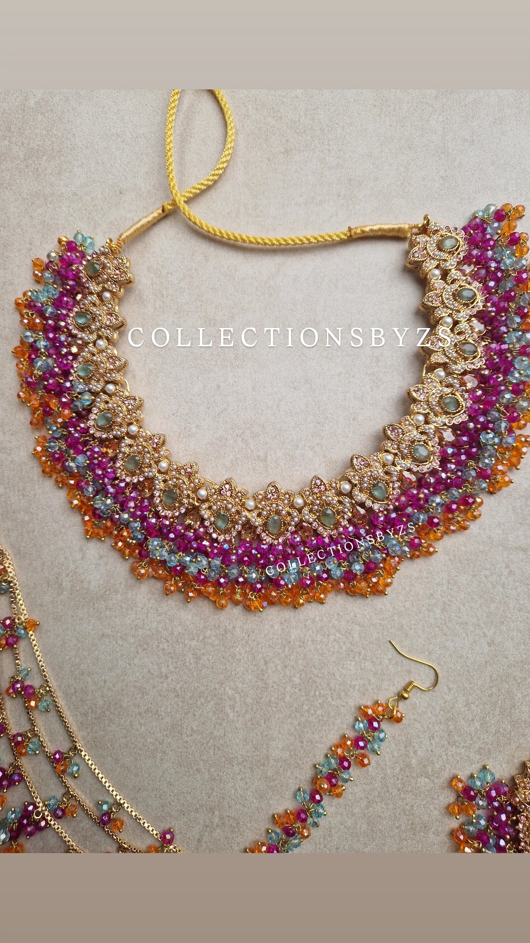 NIMRAH - Beautiful Stunning Bridal Mehndi Pakistani Jewellery Set- MULTICOLOURED.