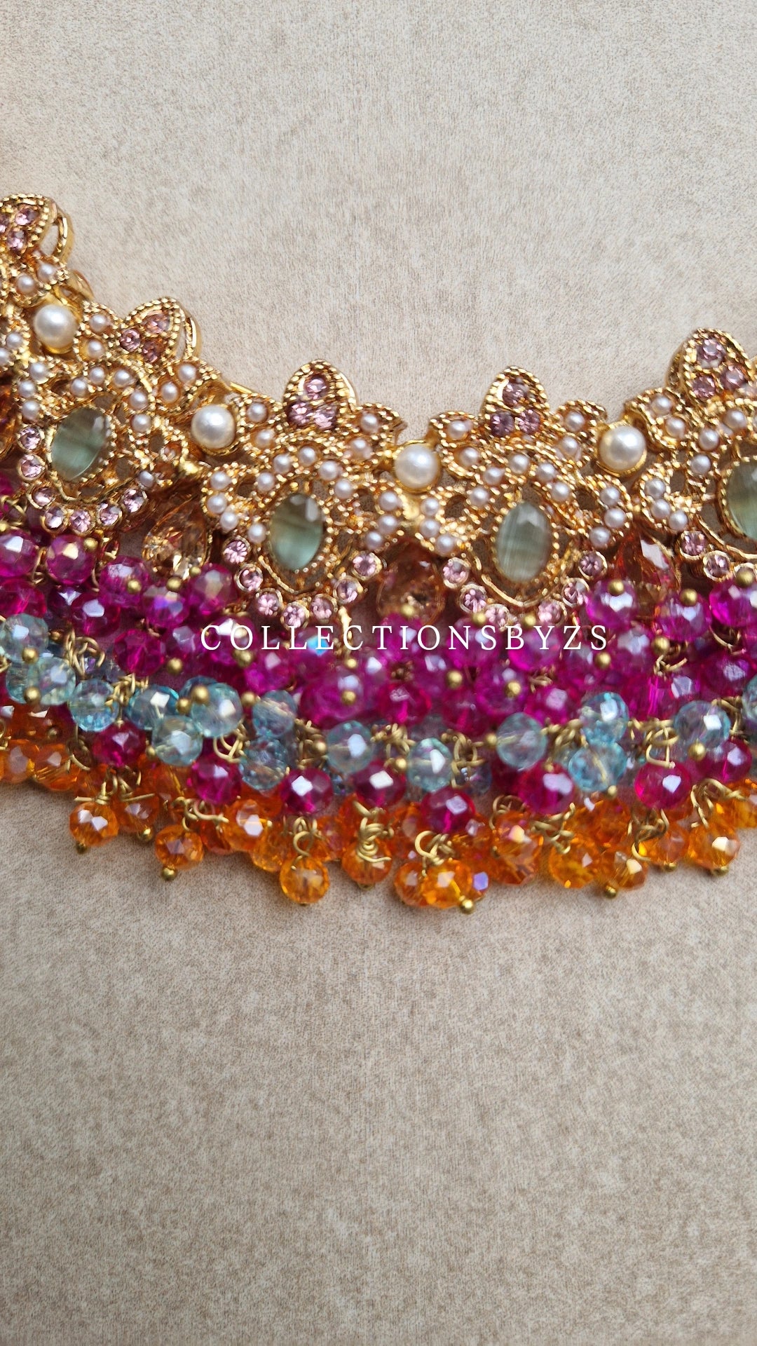 NIMRAH - Beautiful Stunning Bridal Mehndi Pakistani Jewellery Set- MULTICOLOURED.