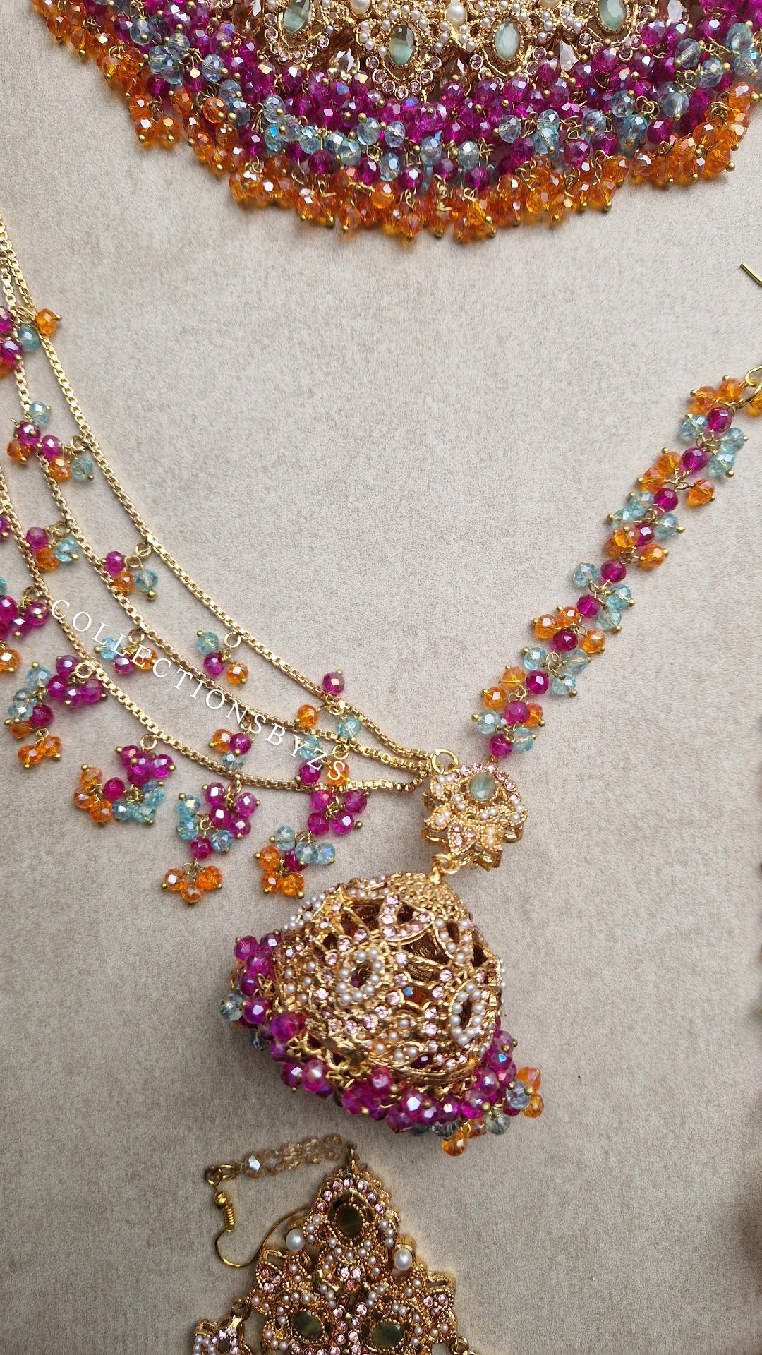 NIMRAH - Beautiful Stunning Bridal Mehndi Pakistani Jewellery Set- MULTICOLOURED.