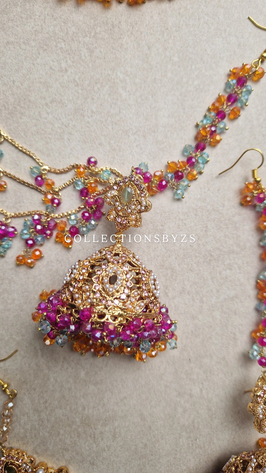 NIMRAH - Beautiful Stunning Bridal Mehndi Pakistani Jewellery Set- MULTICOLOURED.