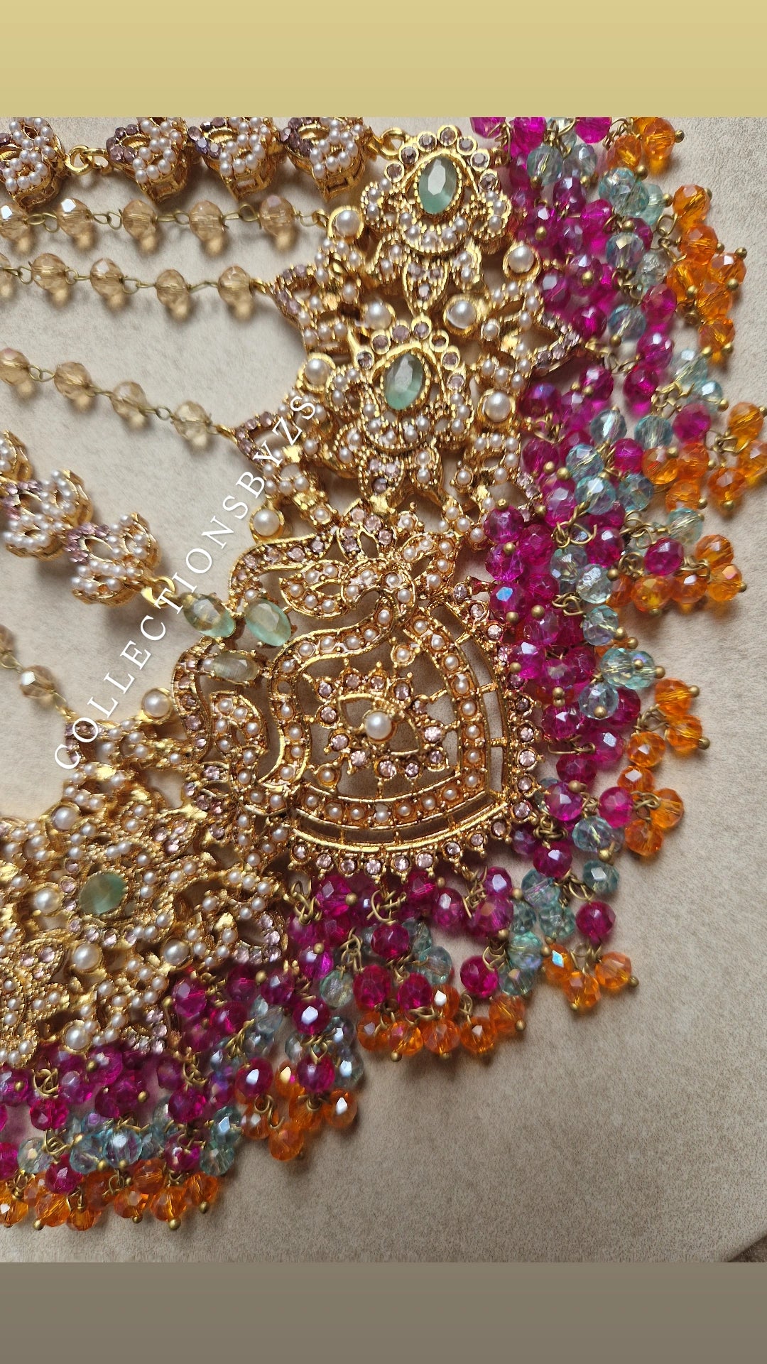 NIMRAH - Beautiful Stunning Bridal Mehndi Pakistani Jewellery Set- MULTICOLOURED.